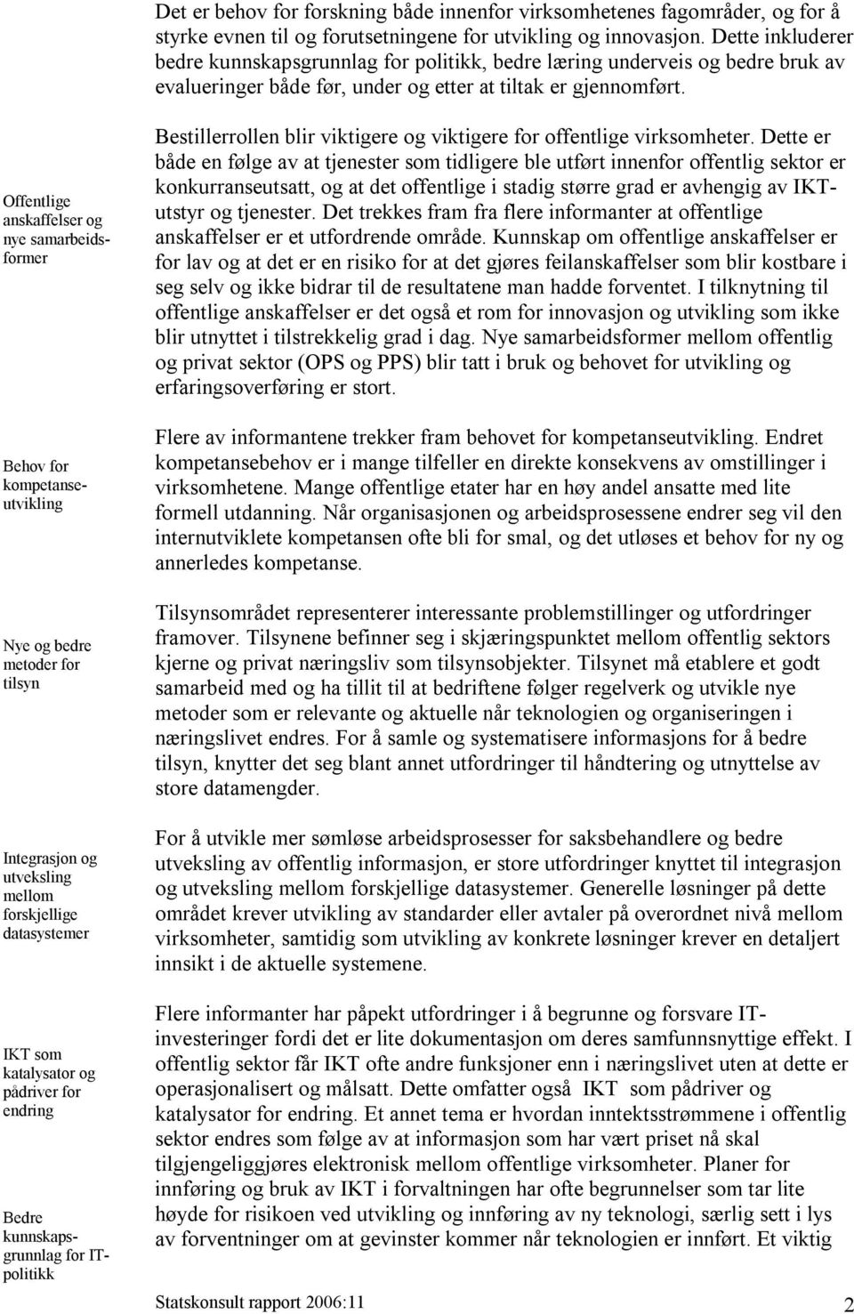 Offentlige anskaffelser og nye samarbeidsformer Behov for kompetanseutvikling Nye og bedre metoder for tilsyn Integrasjon og utveksling mellom forskjellige datasystemer IKT som katalysator og