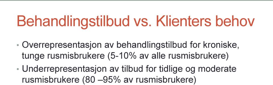 for kroniske, tunge rusmisbrukere (5-10% av alle