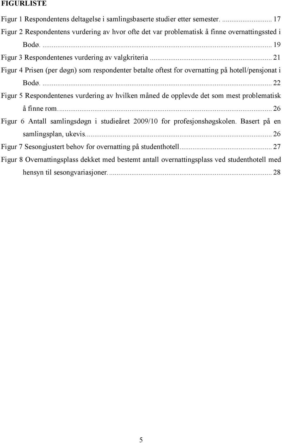 ... 22 Figur 5 Respondentenes vurdering av hvilken måned de opplevde det som mest problematisk å finne rom.... 26 Figur 6 Antall samlingsdøgn i studieåret 2009/10 for profesjonshøgskolen.