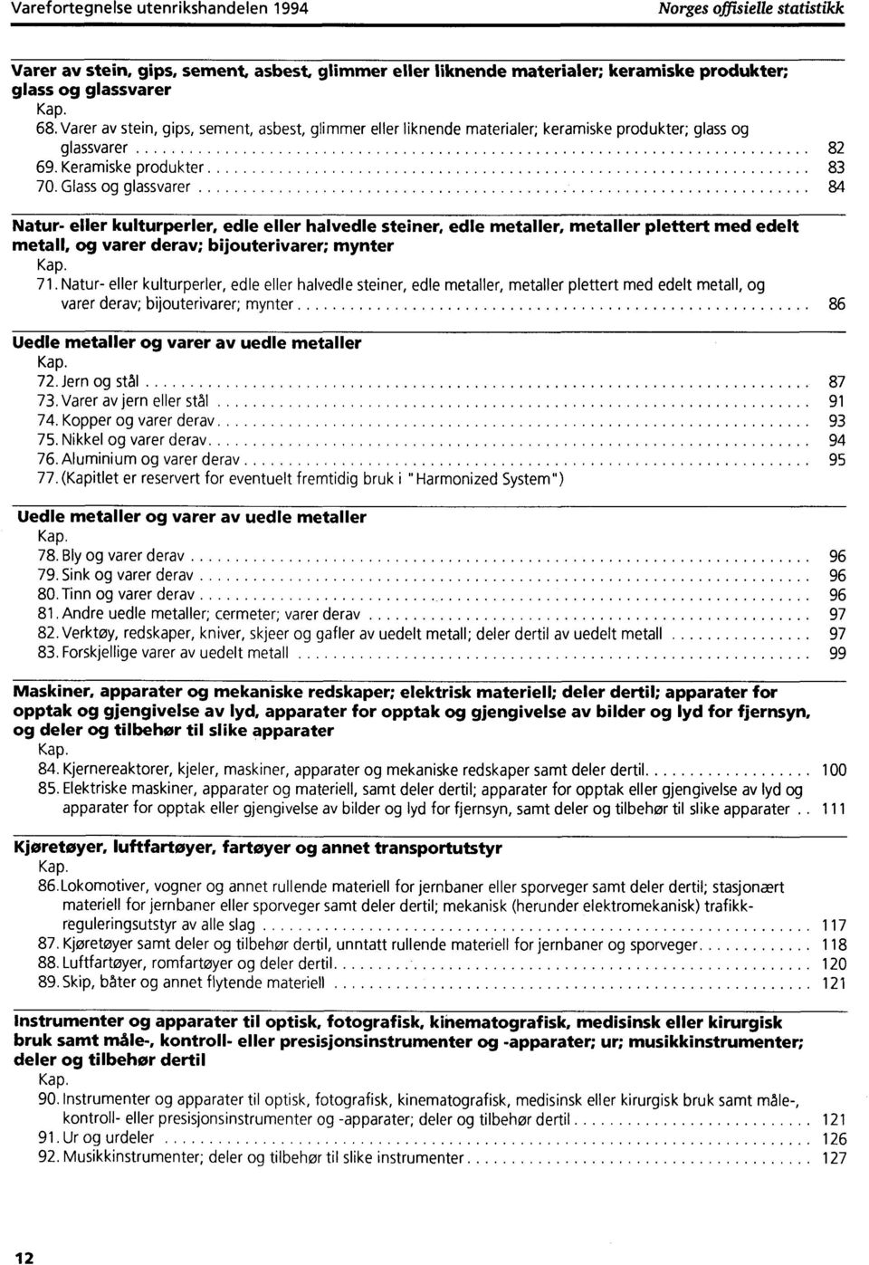 Glass og glassvarer 84 Natur- eller kulturperler, edle eller halvedle steiner, edle metalier, metaller plettert med edelt metall, og varer derav; bijouterivarer; mynter Kap. 71.