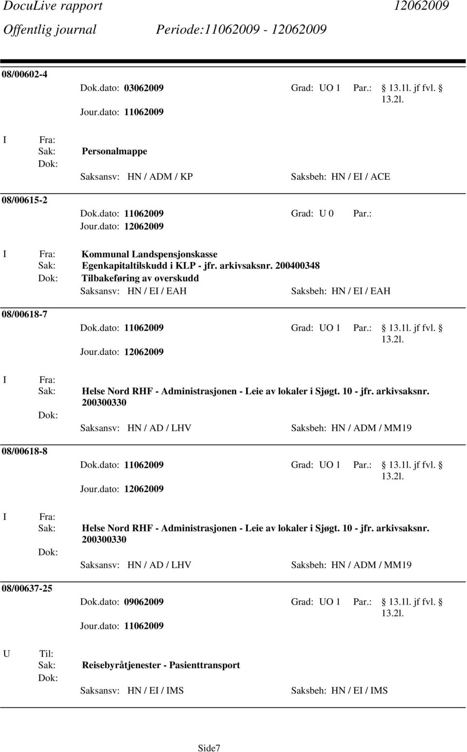 200400348 Tilbakeføring av overskudd Saksansv: HN / E / EAH Saksbeh: HN / E / EAH 08/00618-7 Helse Nord RHF - Administrasjonen - Leie av lokaler i Sjøgt. 10 - jfr. arkivsaksnr.