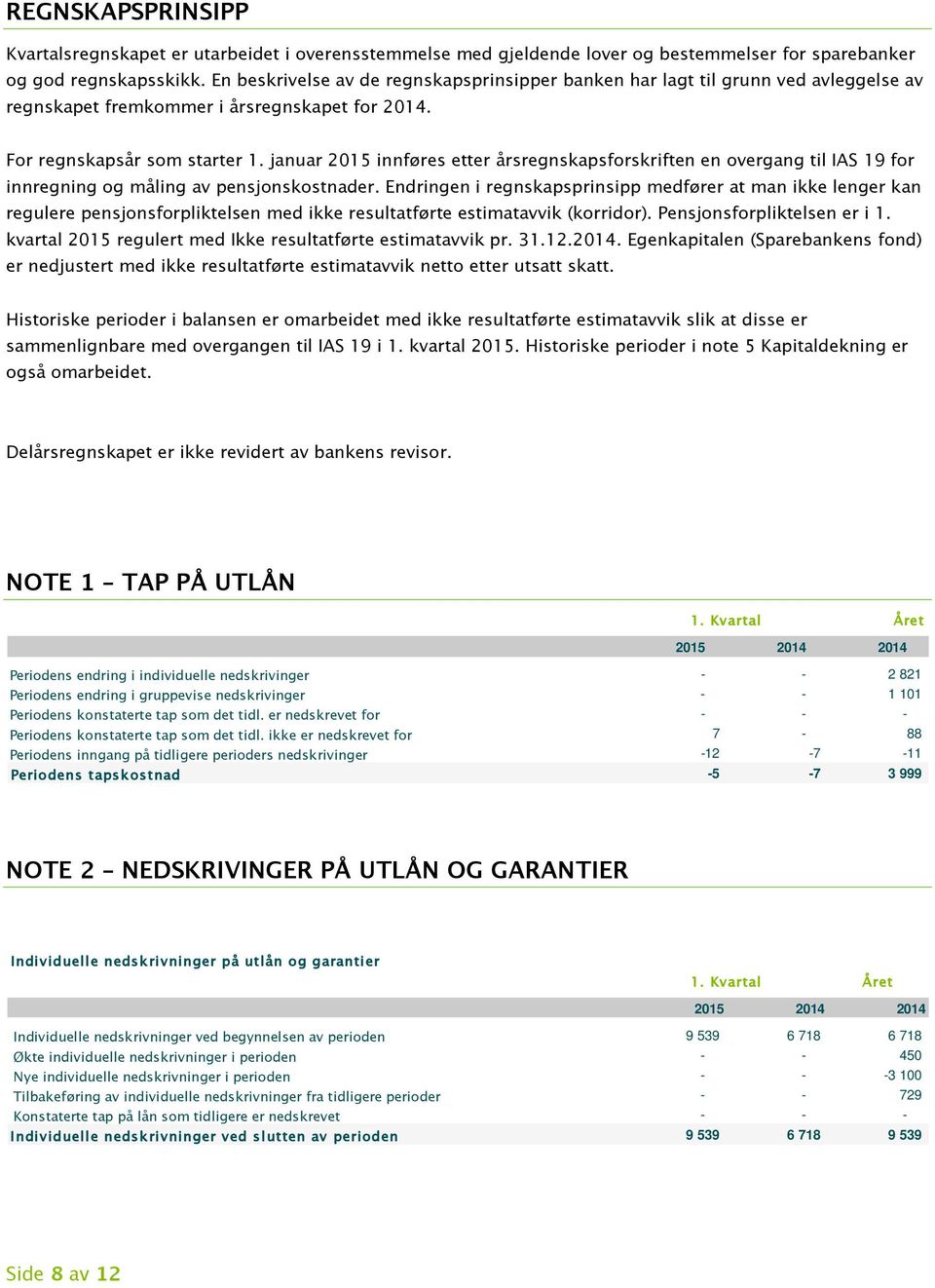 januar 2015 innføres etter årsregnskapsforskriften en overgang til IAS 19 for innregning og måling av pensjonskostnader.