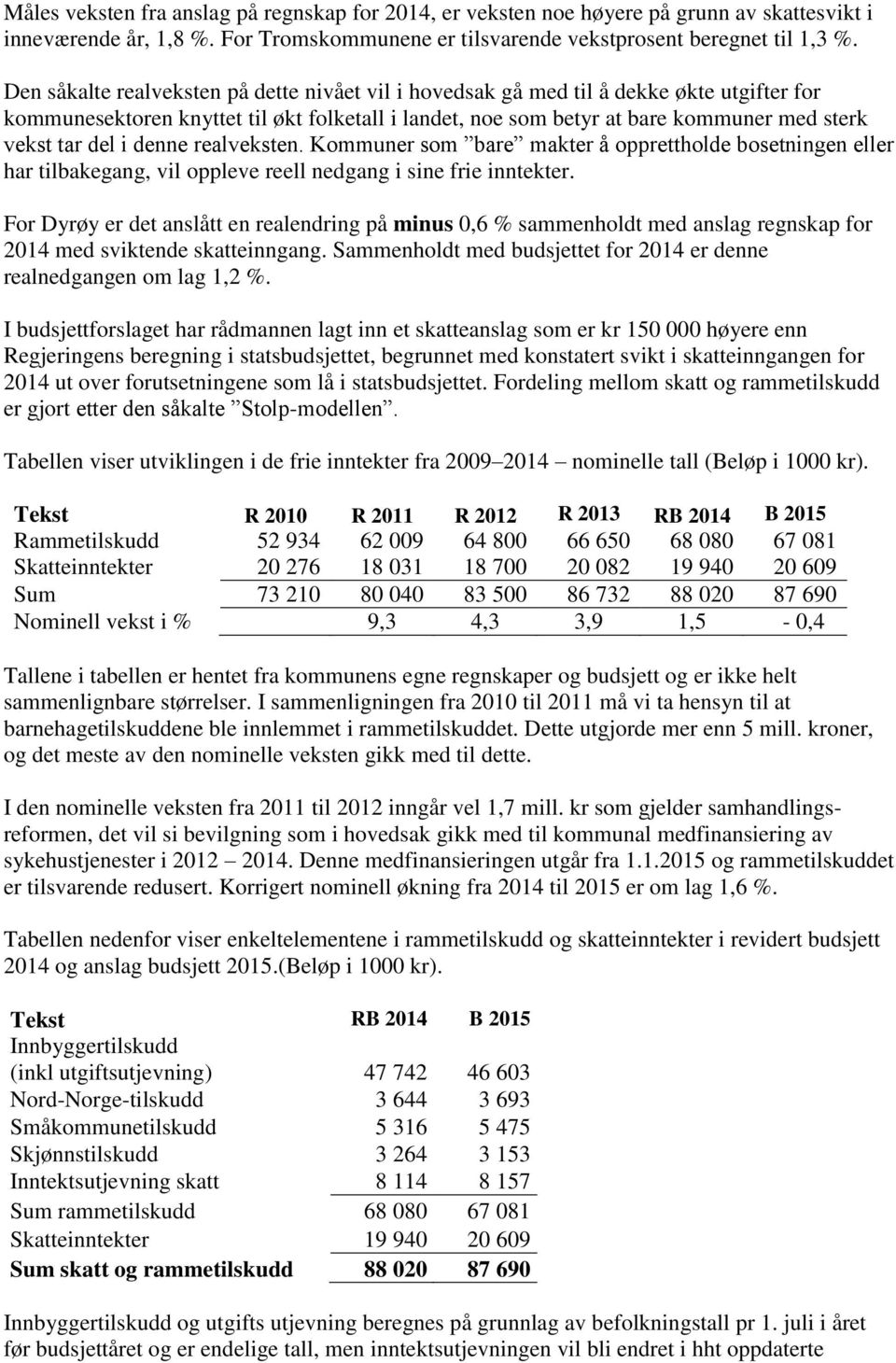 i denne realveksten. Kommuner som bare makter å opprettholde bosetningen eller har tilbakegang, vil oppleve reell nedgang i sine frie inntekter.