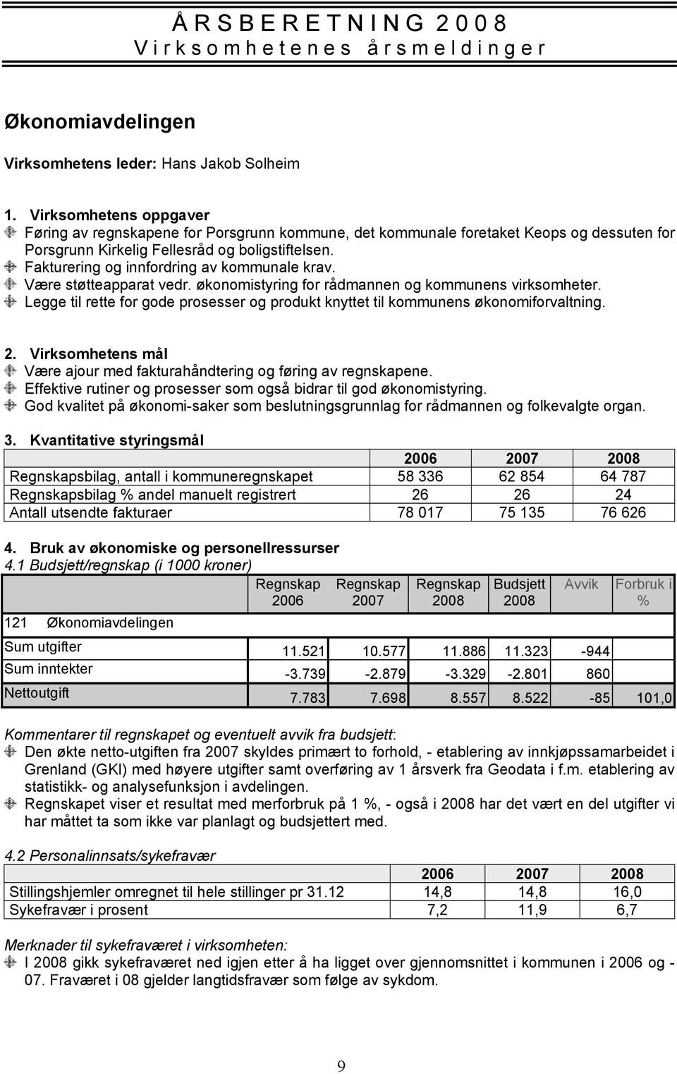 Fakturering og innfordring av kommunale krav. Være støtteapparat vedr. økonomistyring for rådmannen og kommunens virksomheter.