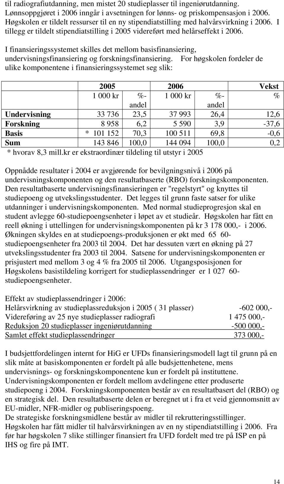 I finansieringssystemet skilles det mellom basisfinansiering, undervisningsfinansiering og forskningsfinansiering.