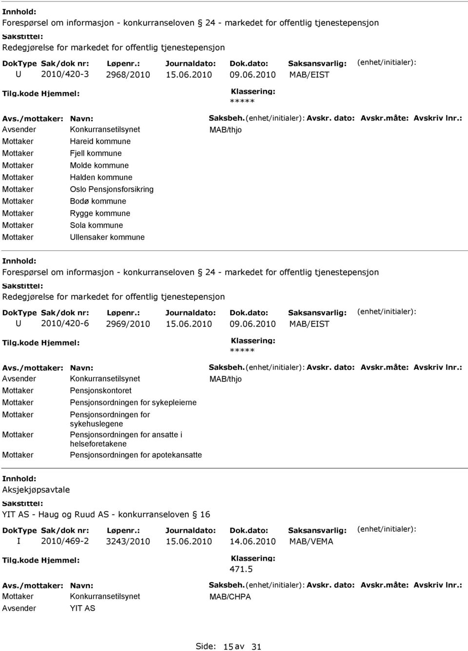 konkurranseloven 24 - markedet for offentlig tjenestepensjon Redegjørelse for markedet for offentlig tjenestepensjon 2010/420-6 2969/2010 09.06.