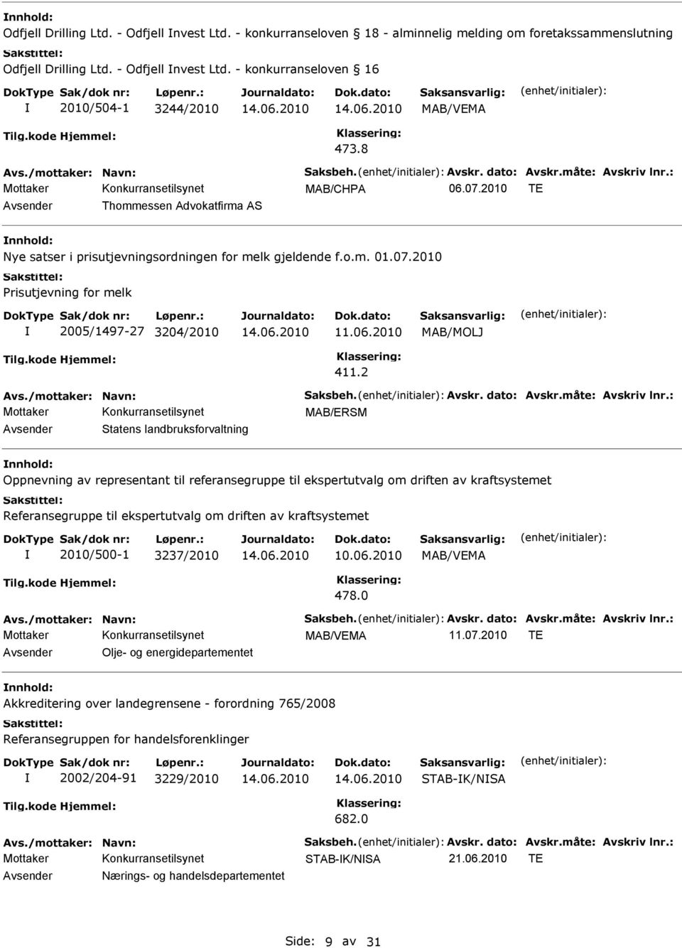 2 MAB/ERSM Avsender Statens landbruksforvaltning Oppnevning av representant til referansegruppe til ekspertutvalg om driften av kraftsystemet Referansegruppe til ekspertutvalg om driften av