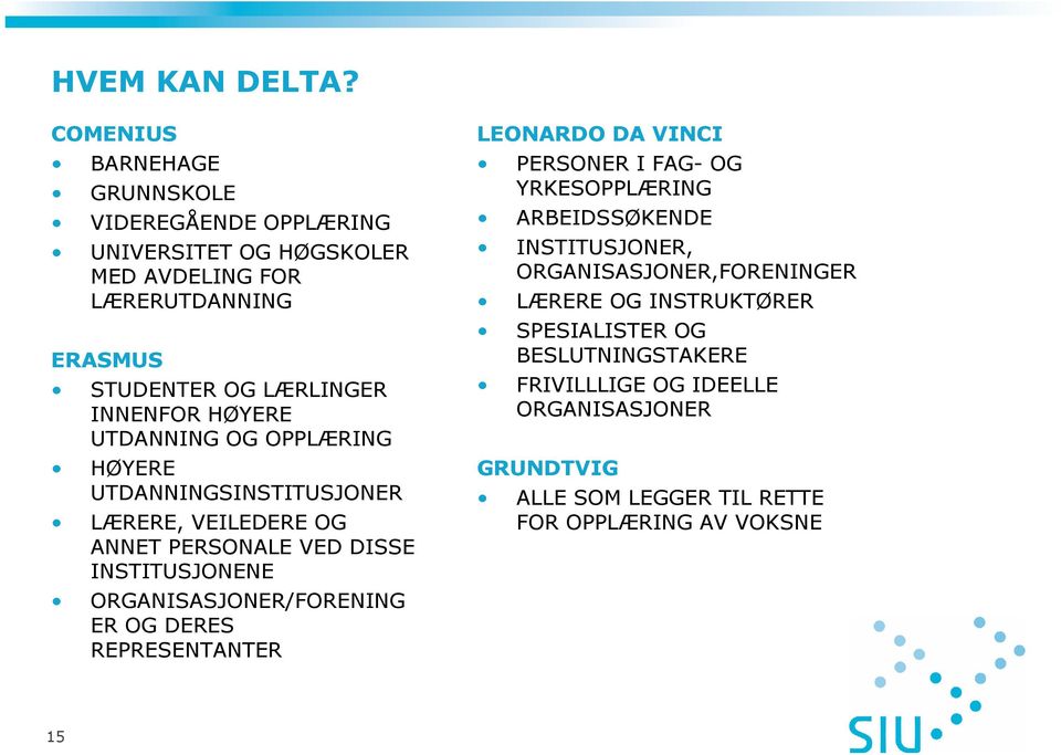 HØYERE UTDANNING OG OPPLÆRING HØYERE UTDANNINGSINSTITUSJONER LÆRERE, VEILEDERE OG ANNET PERSONALE VED DISSE INSTITUSJONENE ORGANISASJONER/FORENING ER