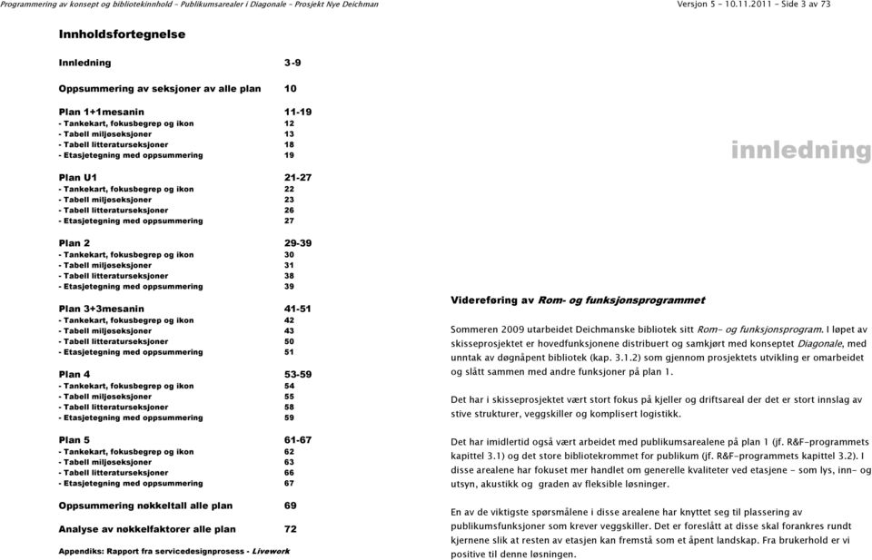 litteraturseksjoner 18 - Etasjetegning med oppsummering 19 innledning Plan U1 21-27 - Tankekart, fokusbegrep og ikon 22 - Tabell miljøseksjoner 23 - Tabell litteraturseksjoner 26 - Etasjetegning med