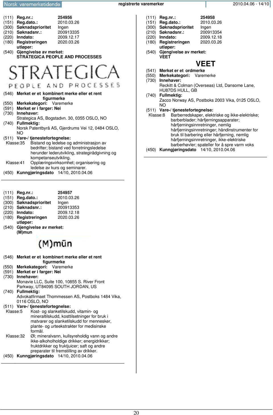 26 STRATEGICA PEOPLE AND PROCESSES (546) Merket er et kombinert merke eller et rent figurmerke (591) Merket er i farger: Nei Strategica AS, Bogstadvn.