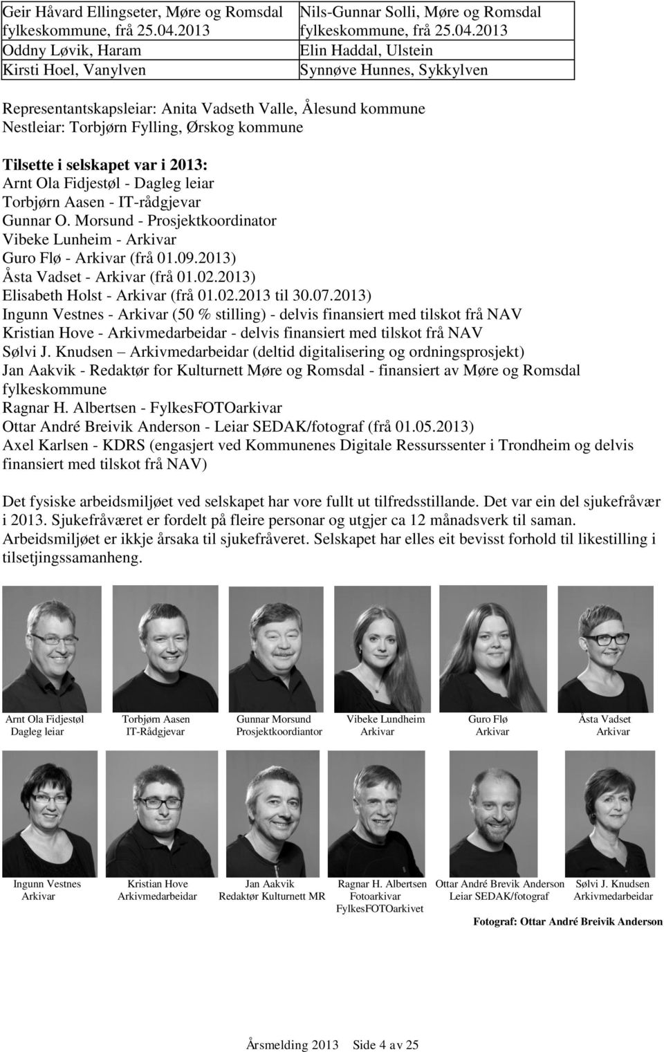 2013 Elin Haddal, Ulstein Synnøve Hunnes, Sykkylven Representantskapsleiar: Anita Vadseth Valle, Ålesund kommune Nestleiar: Torbjørn Fylling, Ørskog kommune Tilsette i selskapet var i 2013: Arnt Ola