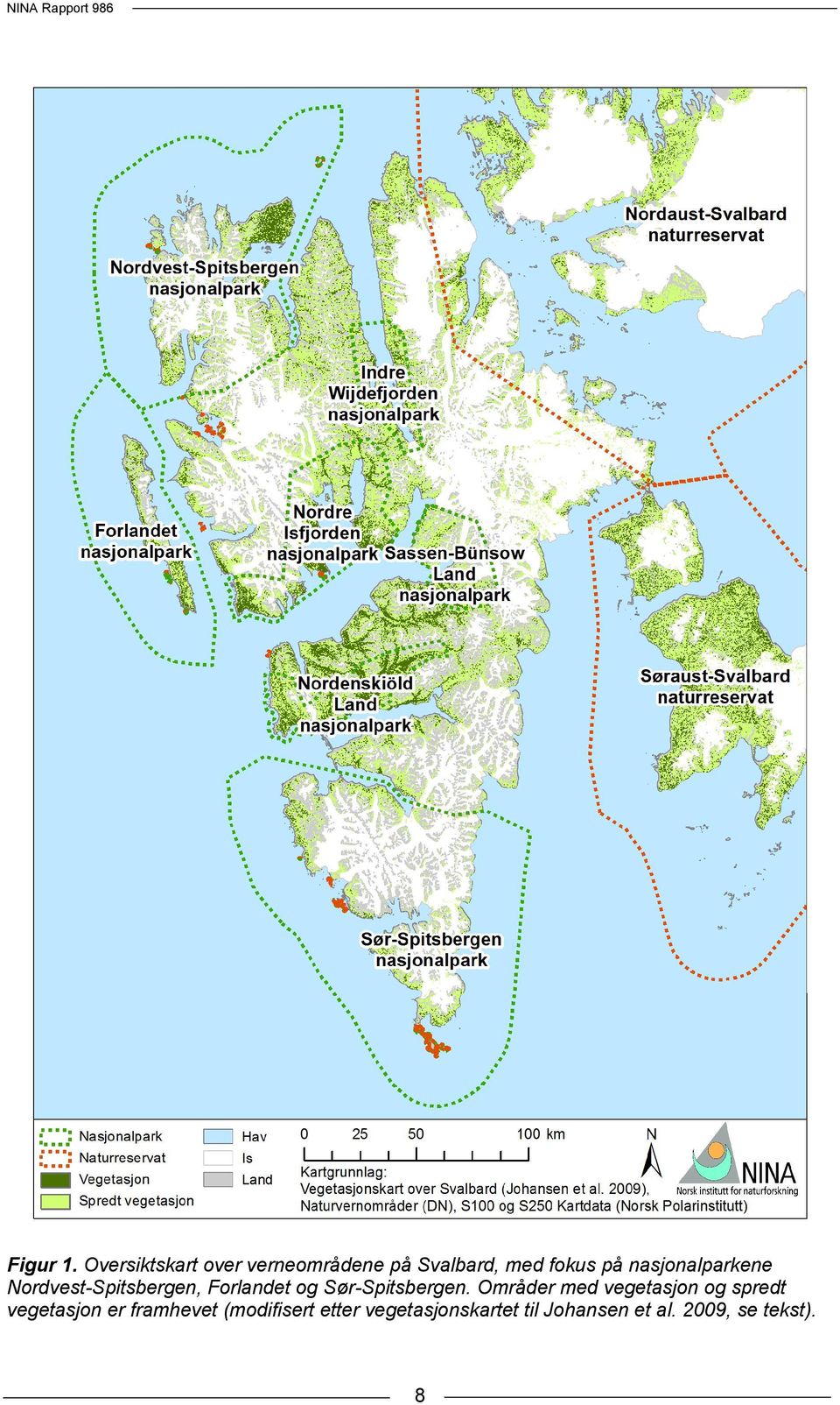 nasjonalparkene Nordvest-Spitsbergen, Forlandet og Sør-Spitsbergen.