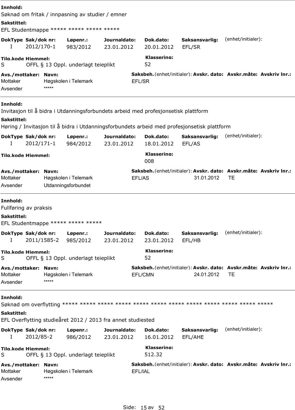 18.01.2012 EFL/A 008 aksbeh. Avskr. dato: Avskr.måte: Avskriv lnr.