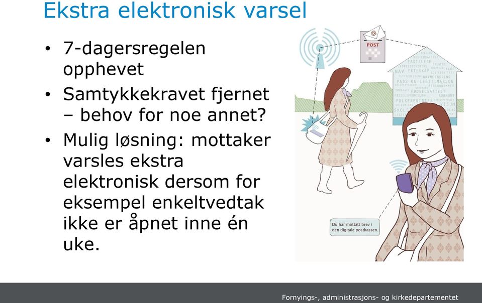 Mulig løsning: mottaker varsles ekstra elektronisk