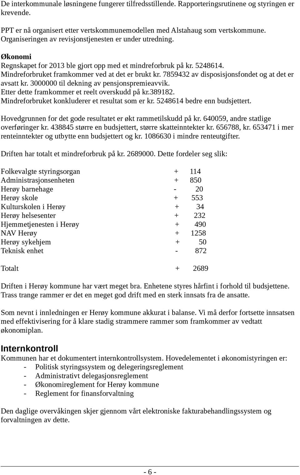 7859432 av disposisjonsfondet og at det er avsatt kr. 3000000 til dekning av pensjonspremieavvik. Etter dette framkommer et reelt overskudd på kr.389182.