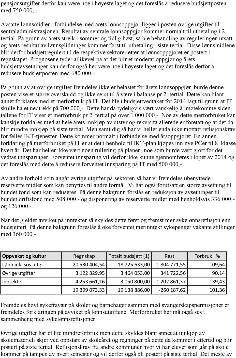 På grunn av årets streik i sommer og tidlig høst, så ble behandling av reguleringen utsatt og årets resultat av lønnsglidninger kommer først til utbetaling i siste tertial.