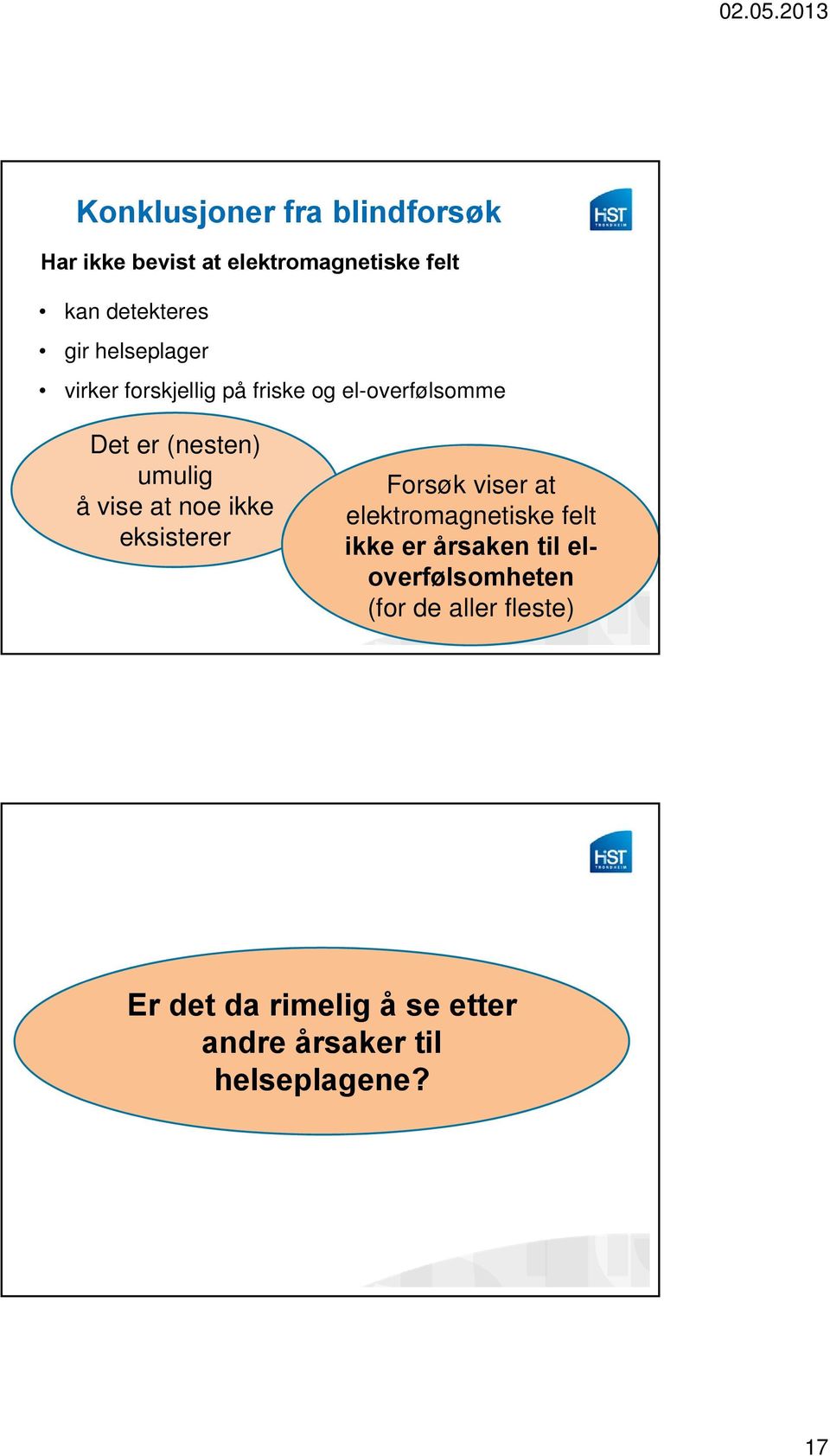 at noe ikke eksisterer Forsøk viser at elektromagnetiske felt ikke er årsaken til