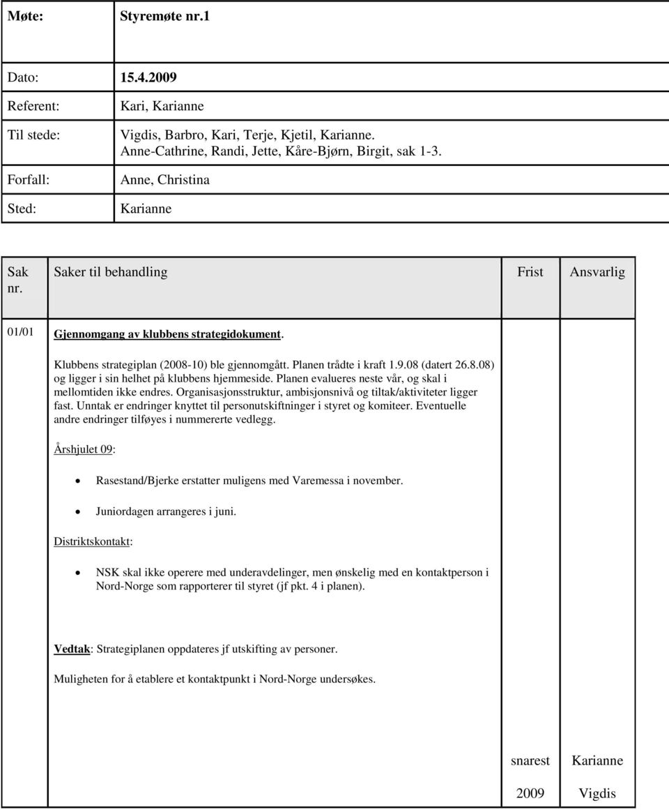 Planen evalueres neste vår, og skal i mellomtiden ikke endres. Organisasjonsstruktur, ambisjonsnivå og tiltak/aktiviteter ligger fast.