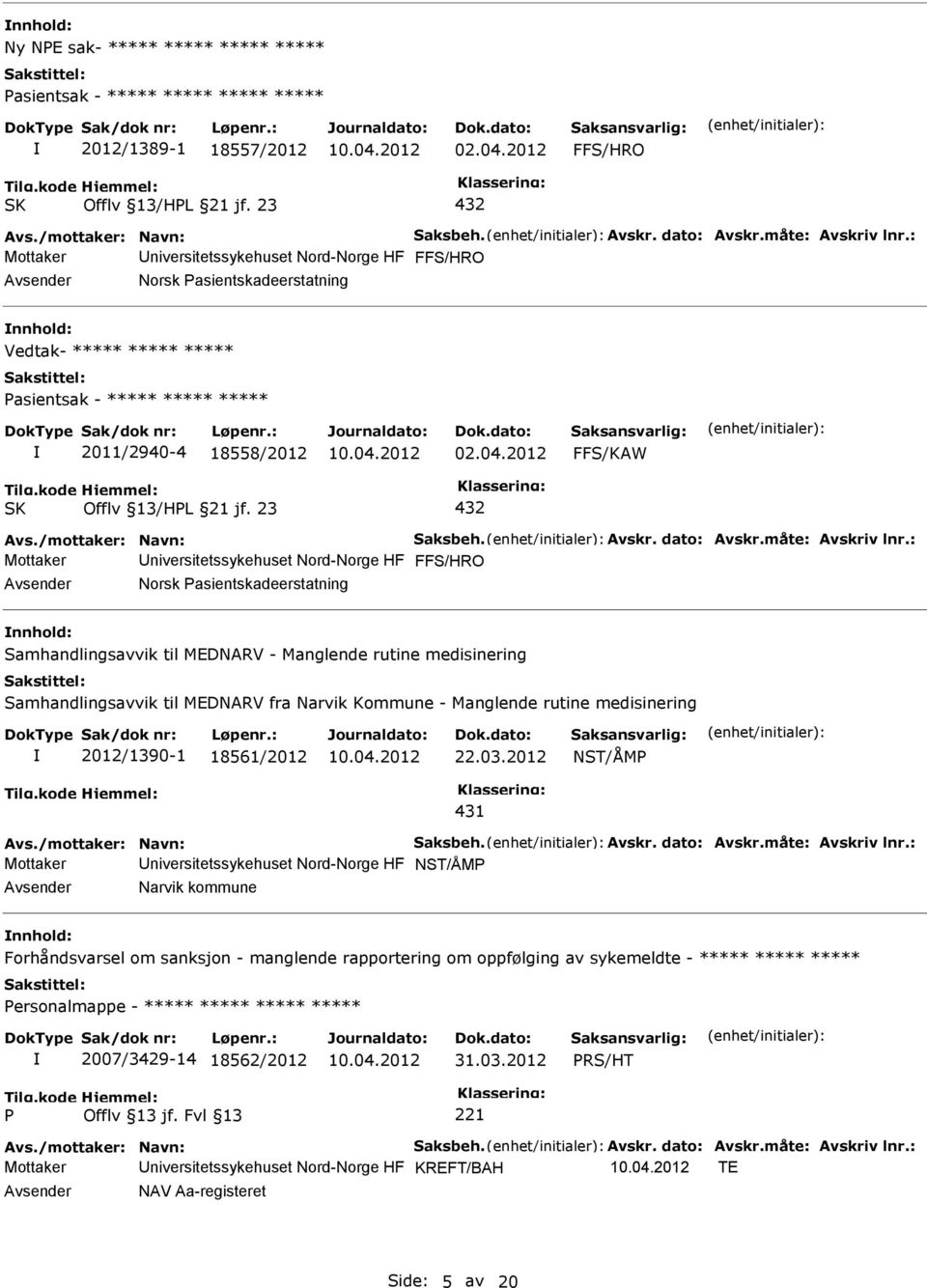 04.2012 FFS/KAW Offlv 13/HL 21 jf. 23 432 Avs./mottaker: Navn: Saksbeh. Avskr. dato: Avskr.måte: Avskriv lnr.