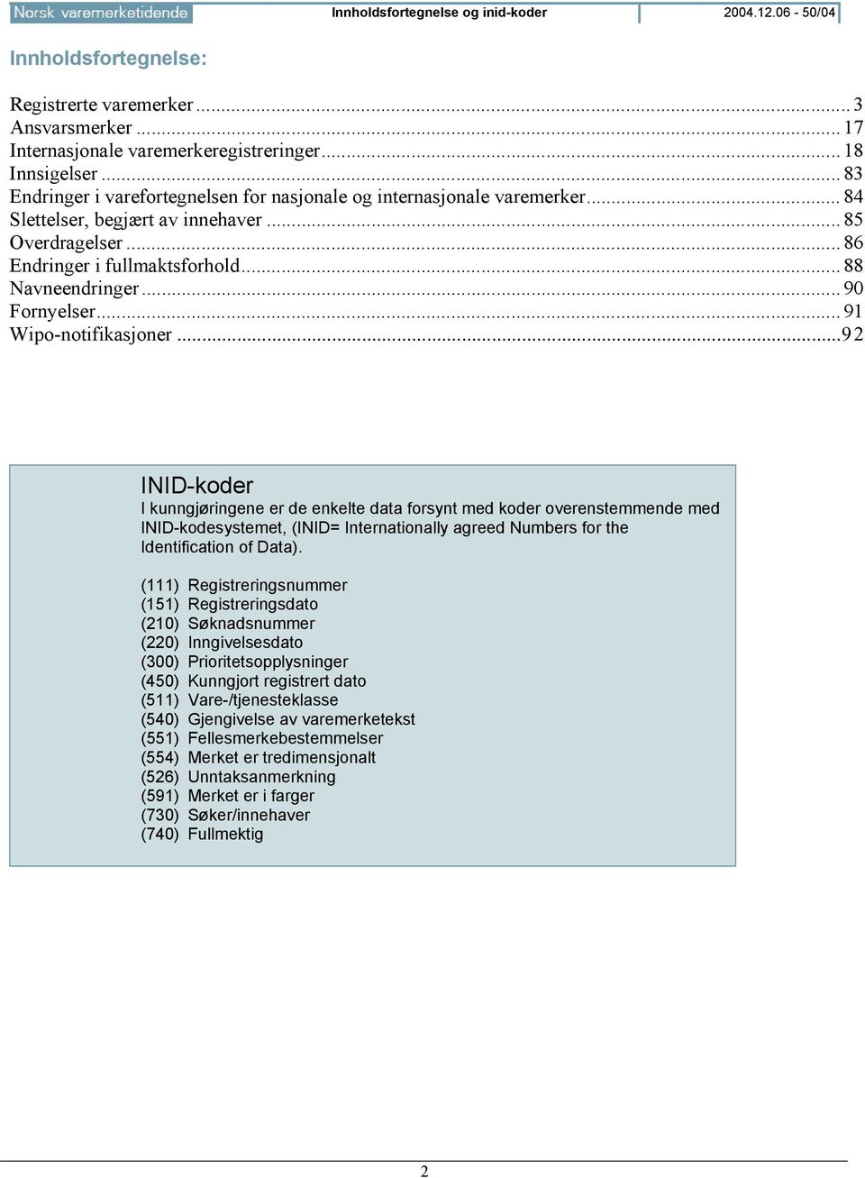 ..90 Fornyelser...91 Wipo-notifikasjoner.