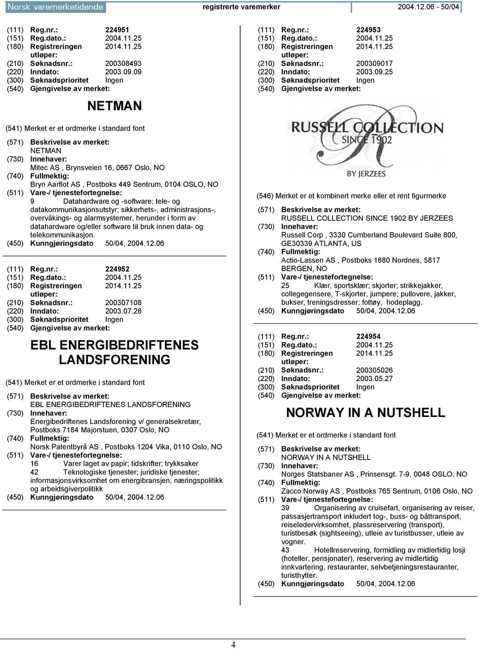 Ingen NETMAN Mitec AS, Brynsveien 16, 0667 Oslo, NO Bryn Aarflot AS, Postboks 449 Sentrum, 0104 OSLO, NO 9 Datahardware og -software; tele- og datakommunikasjonsutstyr; sikkerhets-, administrasjons-,