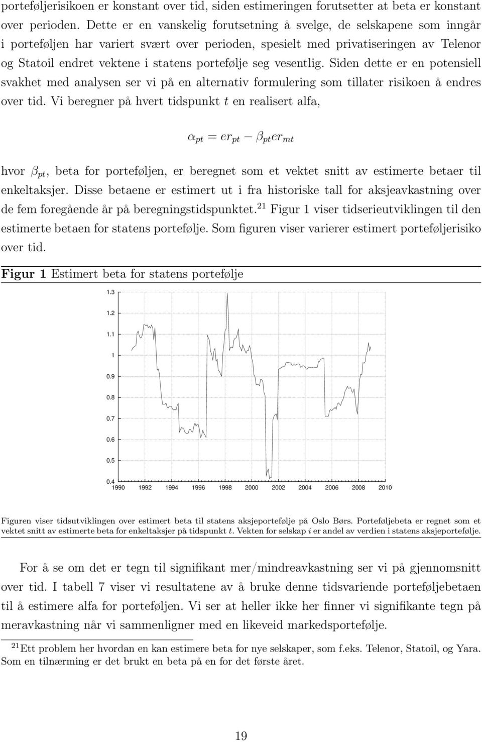 portefølje seg vesentlig. Siden dette er en potensiell svakhet med analysen ser vi på en alternativ formulering som tillater risikoen å endres over tid.