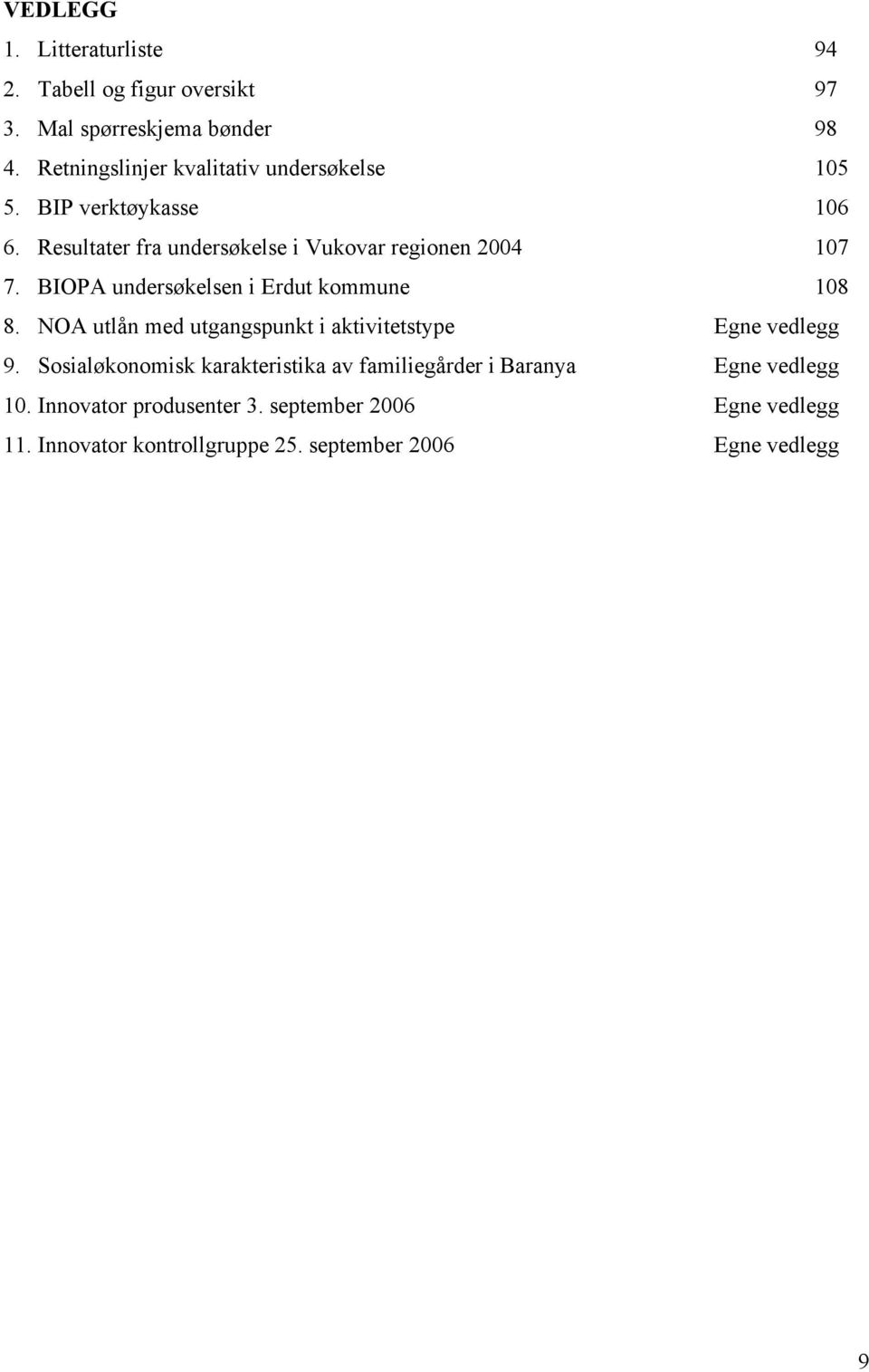 BIOPA undersøkelsen i Erdut kommune 108 8. NOA utlån med utgangspunkt i aktivitetstype Egne vedlegg 9.