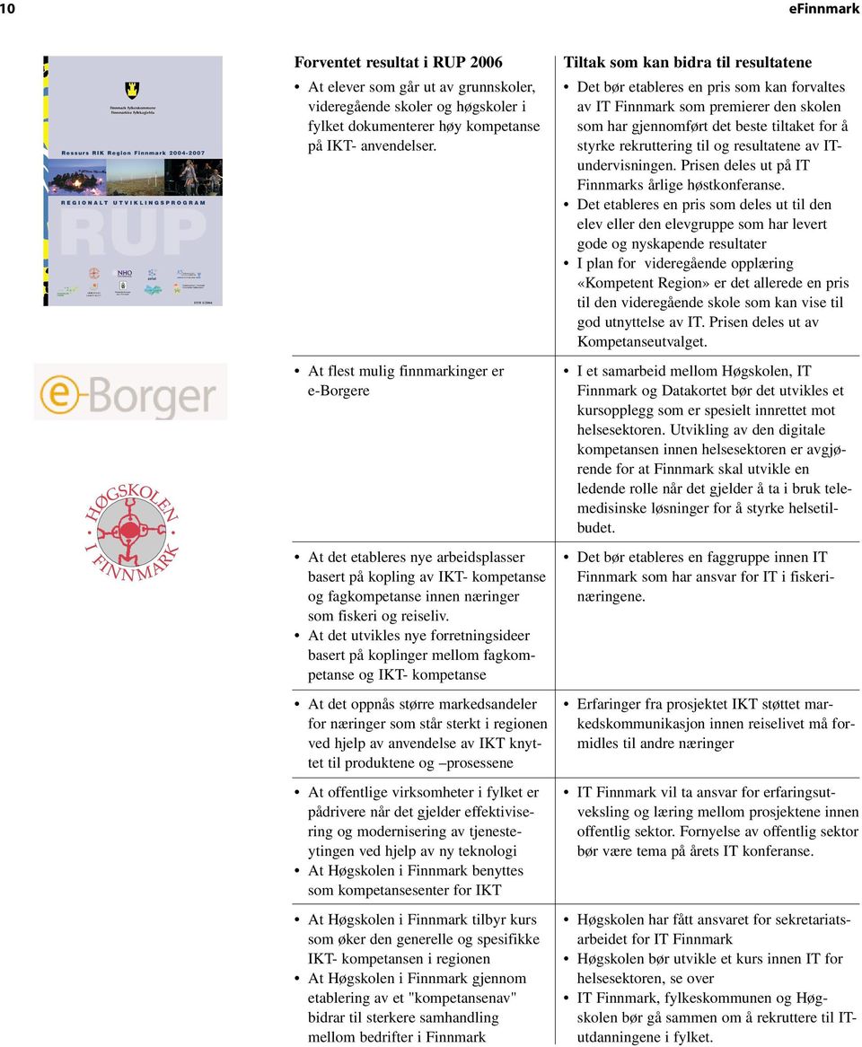 At det utvikles nye forretningsideer basert på koplinger mellom fagkompetanse og IKT- kompetanse At det oppnås større markedsandeler for næringer som står sterkt i regionen ved hjelp av anvendelse av