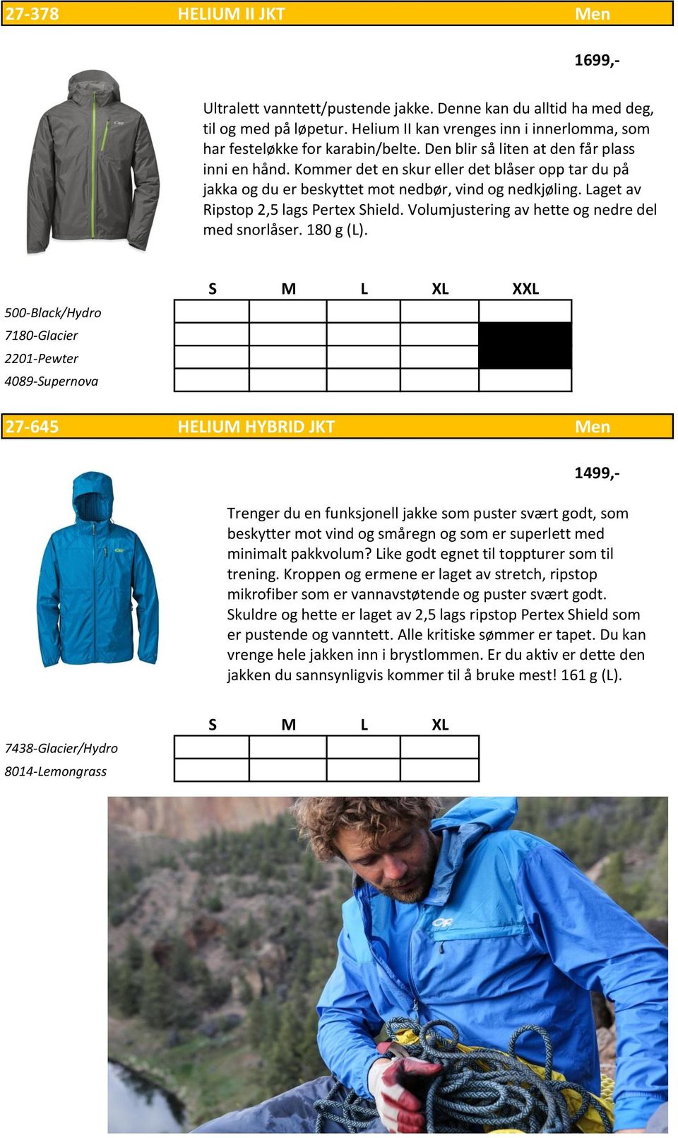 Volumjustering av hette og nedre del med snorlåser. 180 g (L).