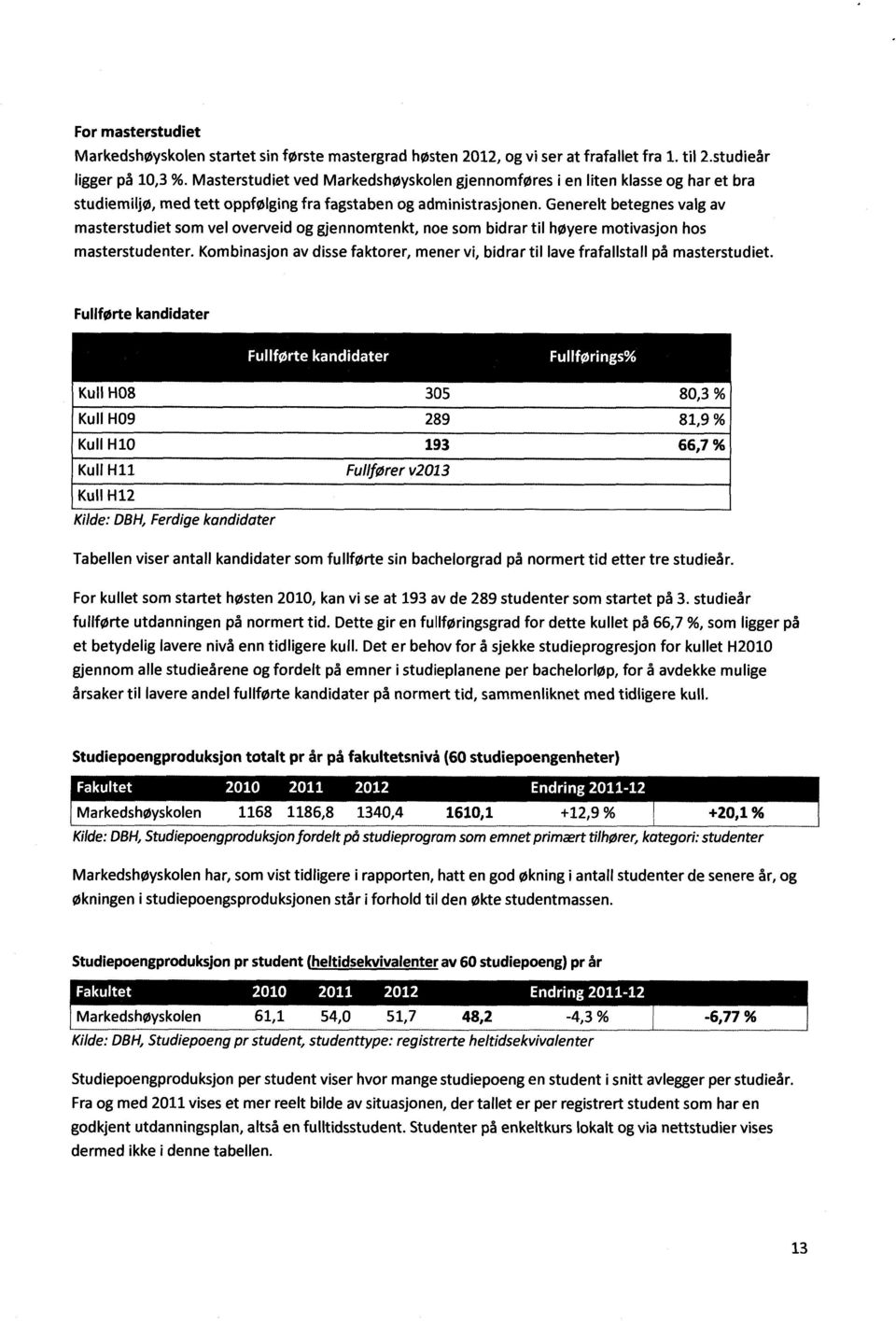 Generelt betegnes valg av masterstudiet som vel overveid og gjennomtenkt, noe som bidrar til høyere motivasjon hos masterstudenter.