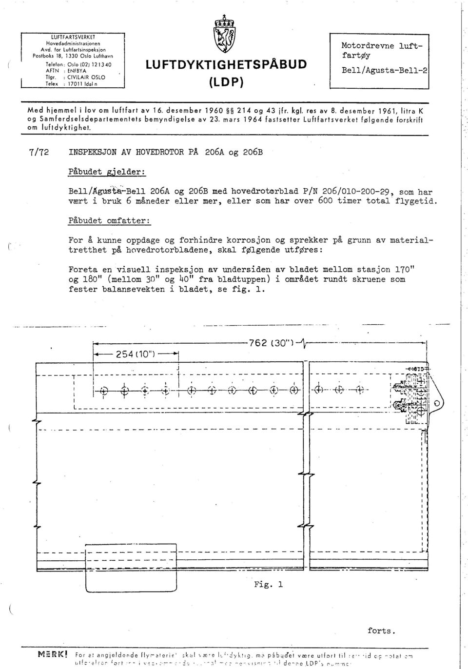 desember 1961, litra K og Samferdselsdepartementets bemyndigelse av 23. mars 1964 fastsetter Luftfartsverket følgende forskrift om luftdyktighet.