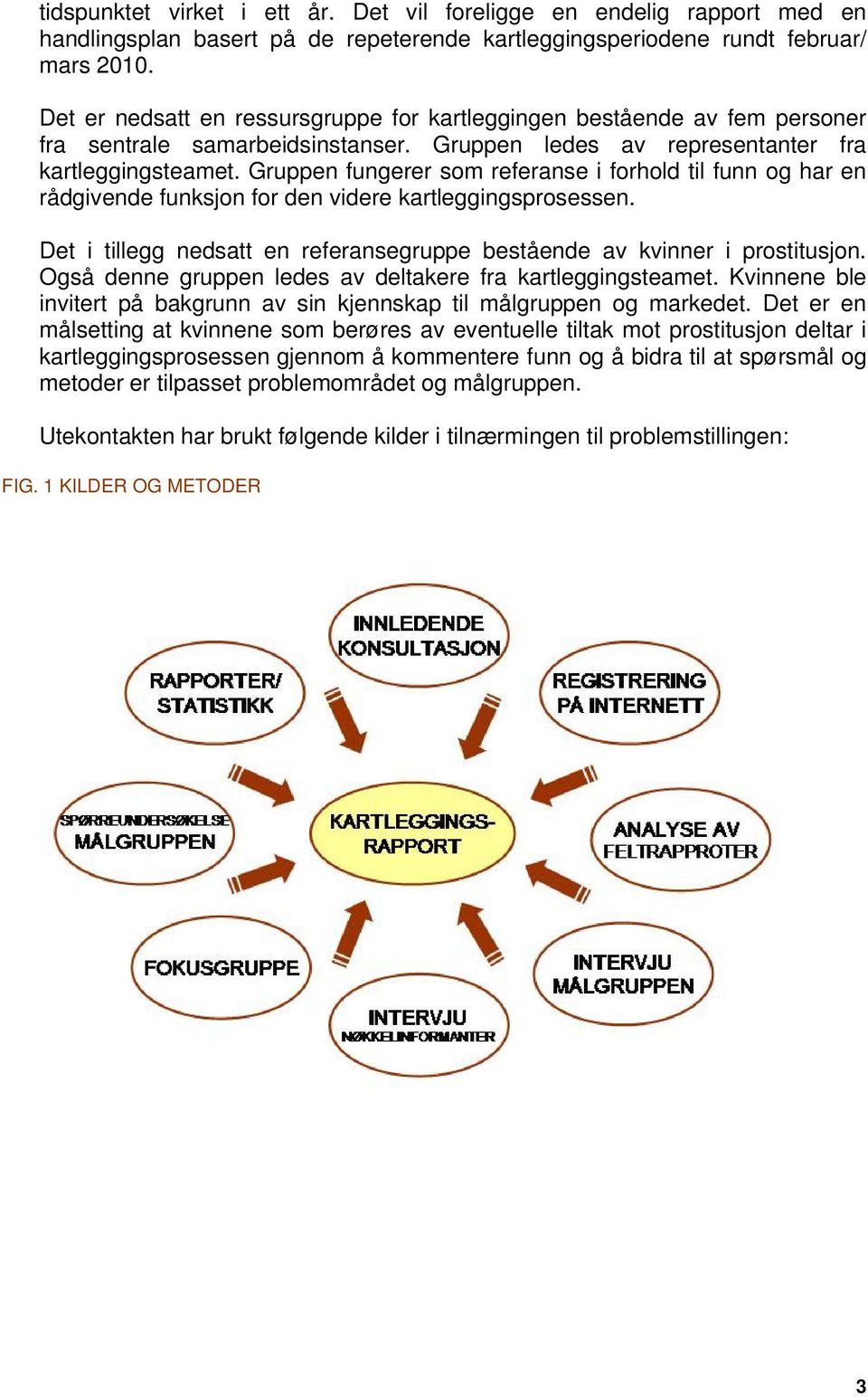 Gruppen fungerer som referanse i forhold til funn og har en rådgivende funksjon for den videre kartleggingsprosessen. Det i tillegg nedsatt en referansegruppe bestående av kvinner i prostitusjon.