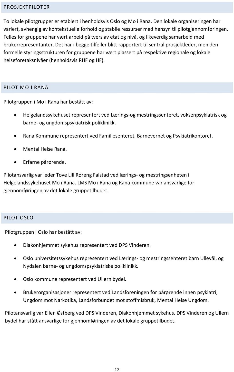 Felles for gruppene har vært arbeid på tvers av etat og nivå, og likeverdig samarbeid med brukerrepresentanter.