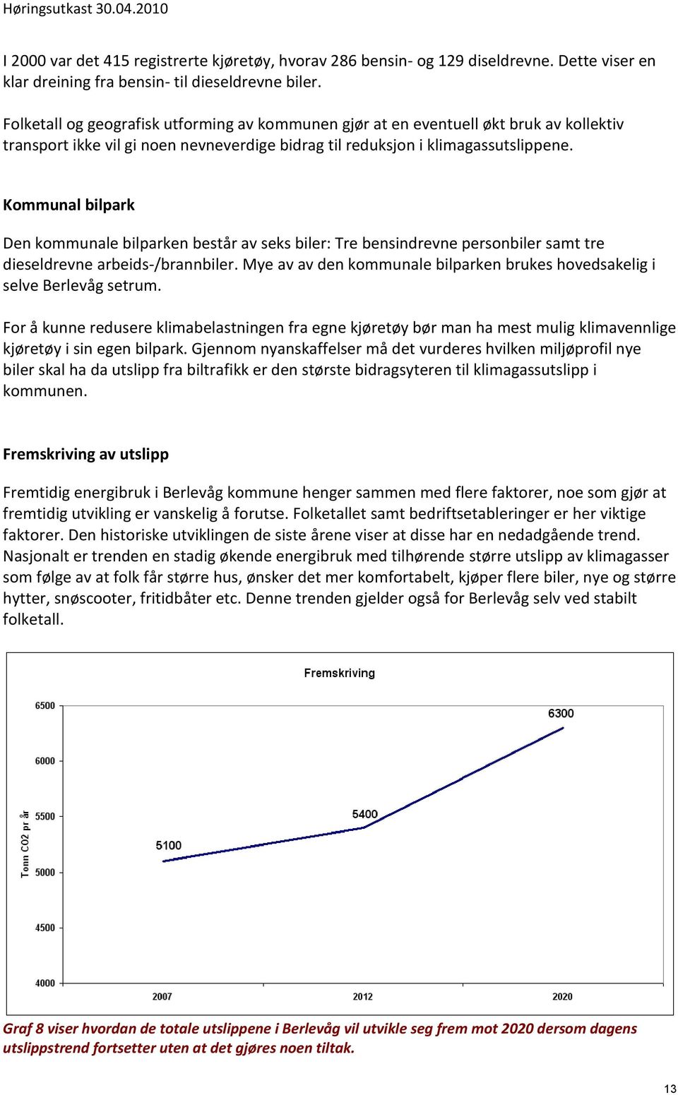 Kommunal bilpark Den kommunale bilparken består av seks biler: Tre bensindrevne personbiler samt tre dieseldrevne arbeids-/brannbiler.