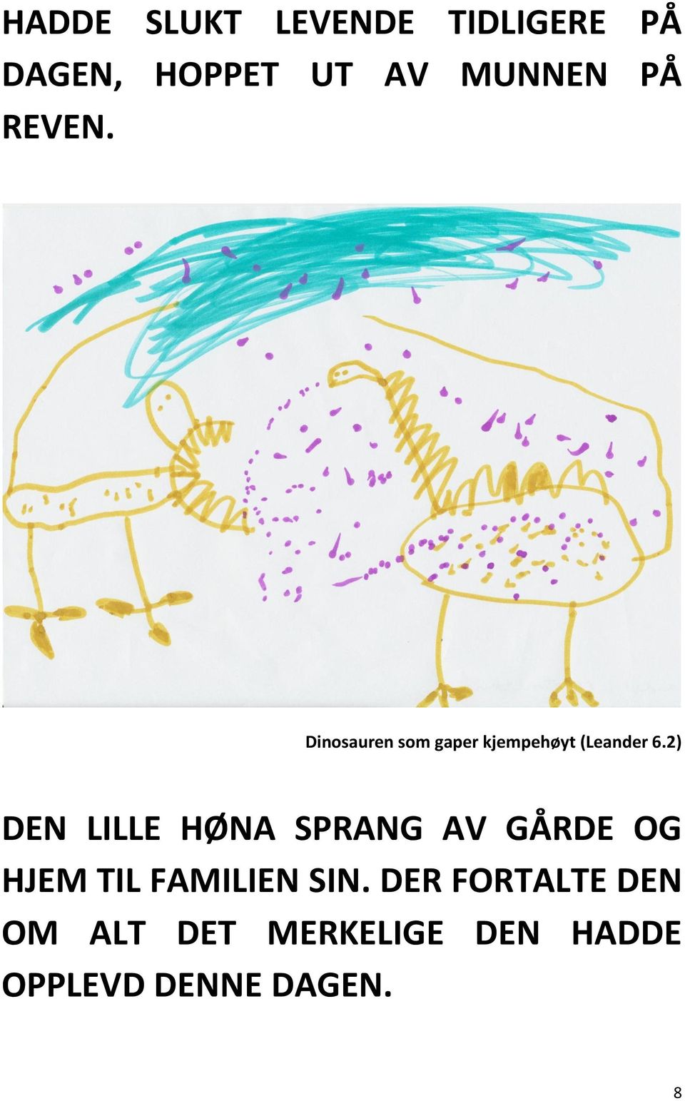 2) DEN LILLE HØNA SPRANG AV GÅRDE OG HJEM TIL FAMILIEN SIN.