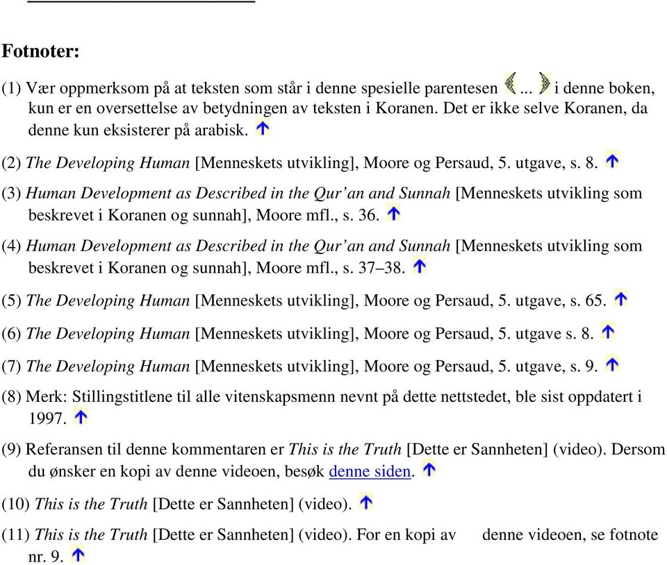 (3) Human Development as Described in the Qur an and Sunnah [Menneskets utvikling som beskrevet i Koranen og sunnah], Moore mfl., s. 36.