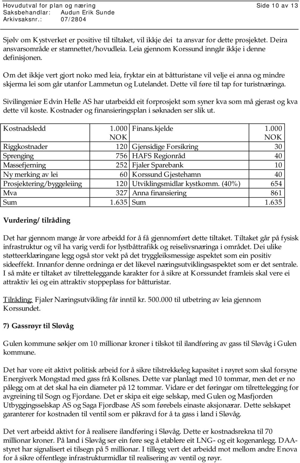 Om det ikkje vert gjort noko med leia, fryktar ein at båtturistane vil velje ei anna og mindre skjerma lei som går utanfor Lammetun og Lutelandet. Dette vil føre til tap for turistnæringa.