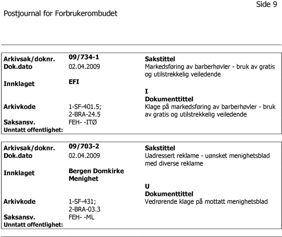 5 FEH- -TØ Klage på markedsføring av barberhøvler - bruk av gratis og utilstrekkelig veiledende Arkivsak/doknr.