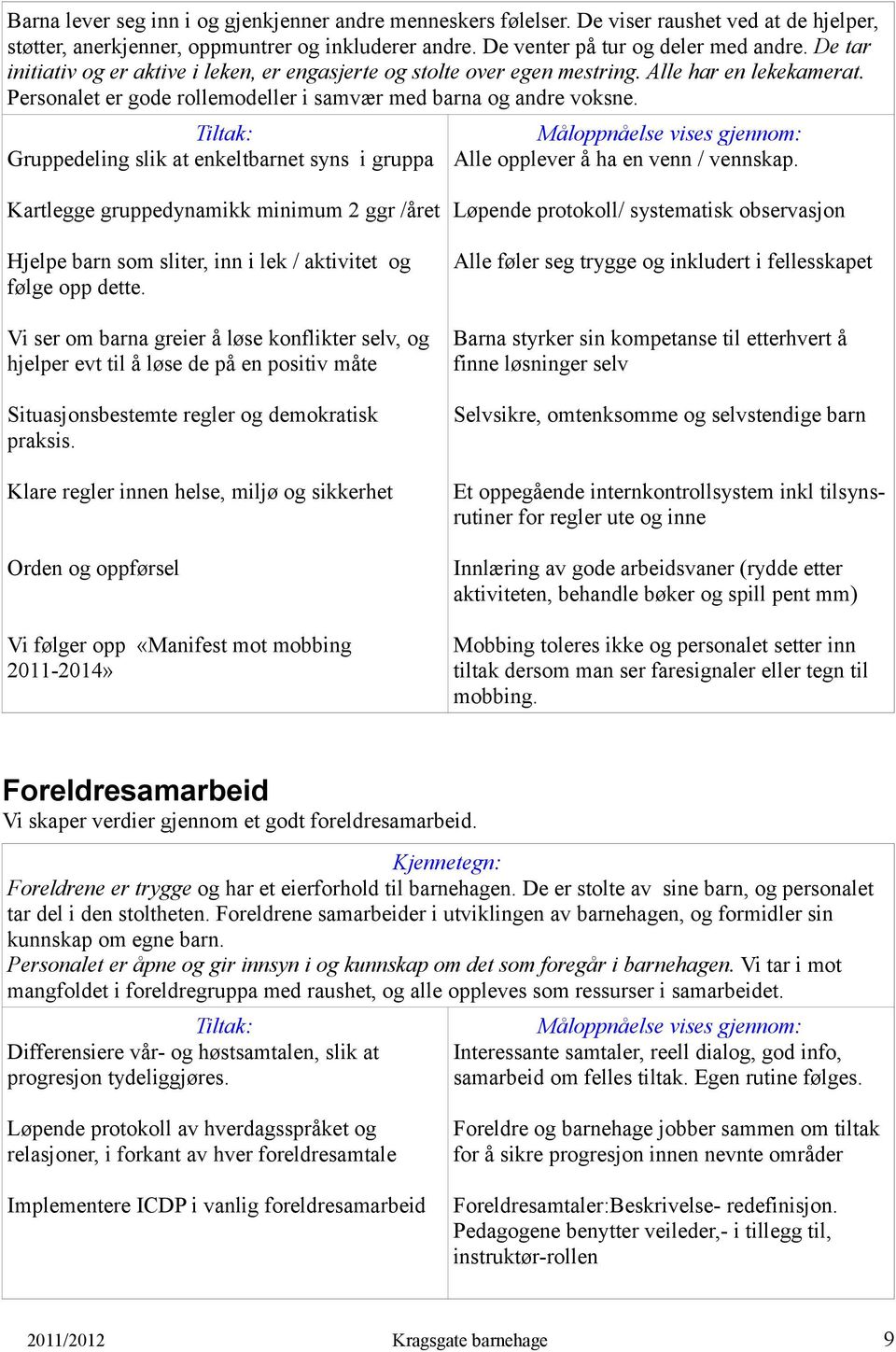 Gruppedeling slik at enkeltbarnet syns i gruppa Alle opplever å ha en venn / vennskap.