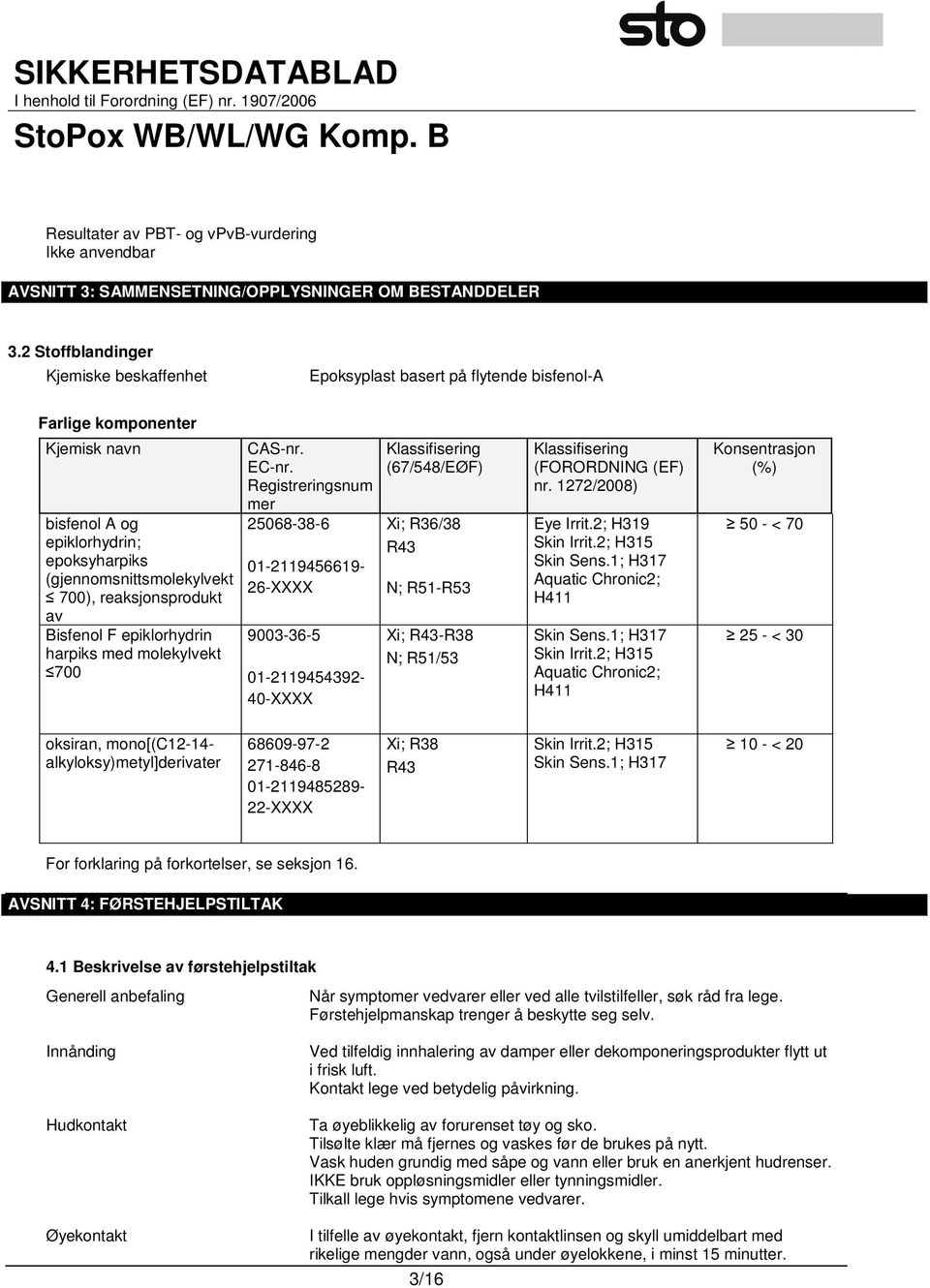 reaksjonsprodukt av Bisfenol F epiklorhydrin harpiks med molekylvekt 700 CAS-nr. EC-nr.