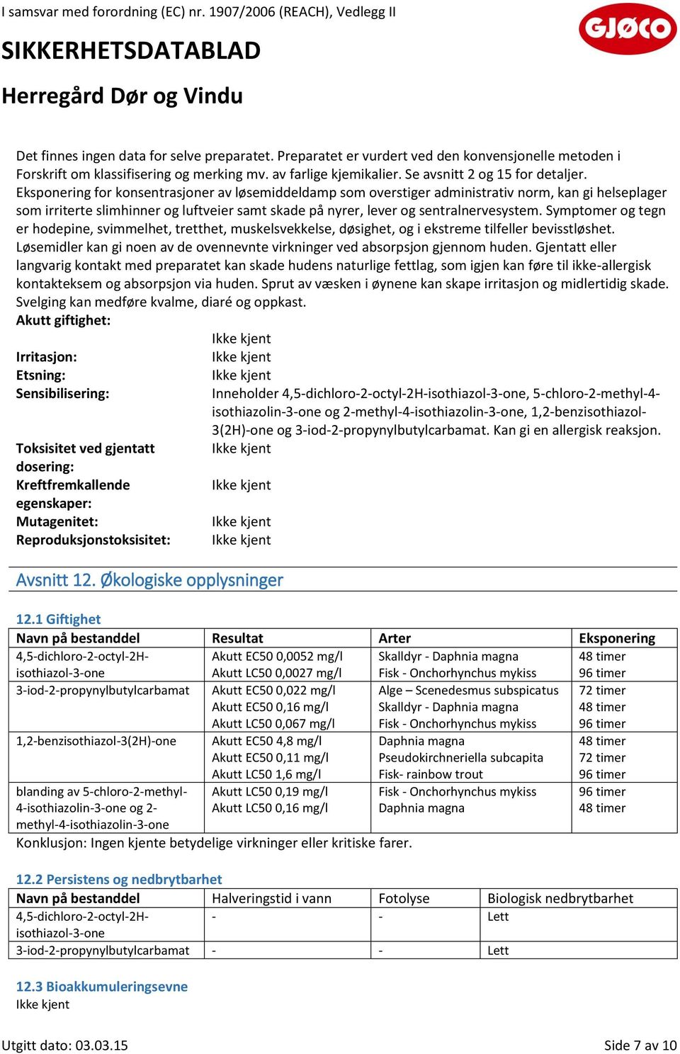 Symptomer og tegn er hodepine, svimmelhet, tretthet, muskelsvekkelse, døsighet, og i ekstreme tilfeller bevisstløshet. Løsemidler kan gi noen av de ovennevnte virkninger ved absorpsjon gjennom huden.