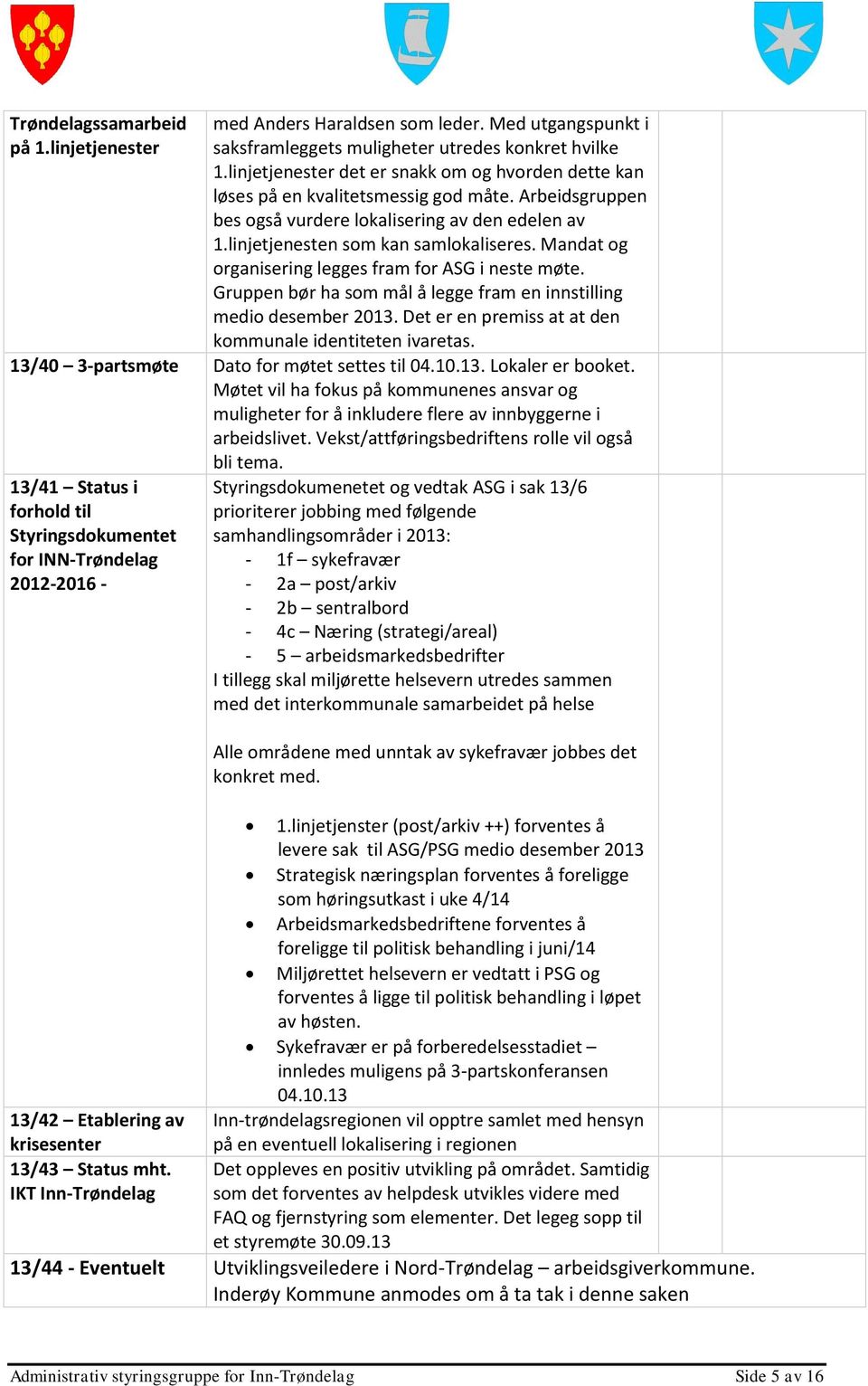 Mandat og organisering legges fram for ASG i neste møte. Gruppen bør ha som mål å legge fram en innstilling medio desember 2013. Det er en premiss at at den kommunale identiteten ivaretas.