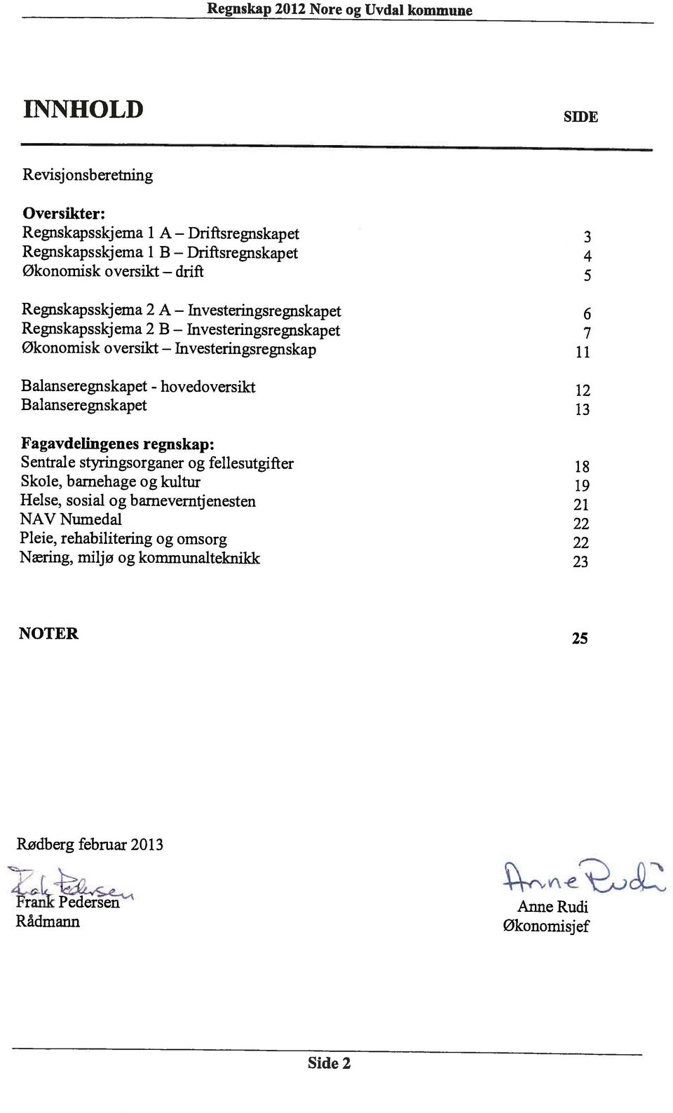 19 Helse, sosial og bameverntjenesten 21 Pleie, rehabilitering og omsorg 22 NAV Numedal 22 Fagavdelingenes regnskap: Balanseregnskapet - Balanseregnskapet 13