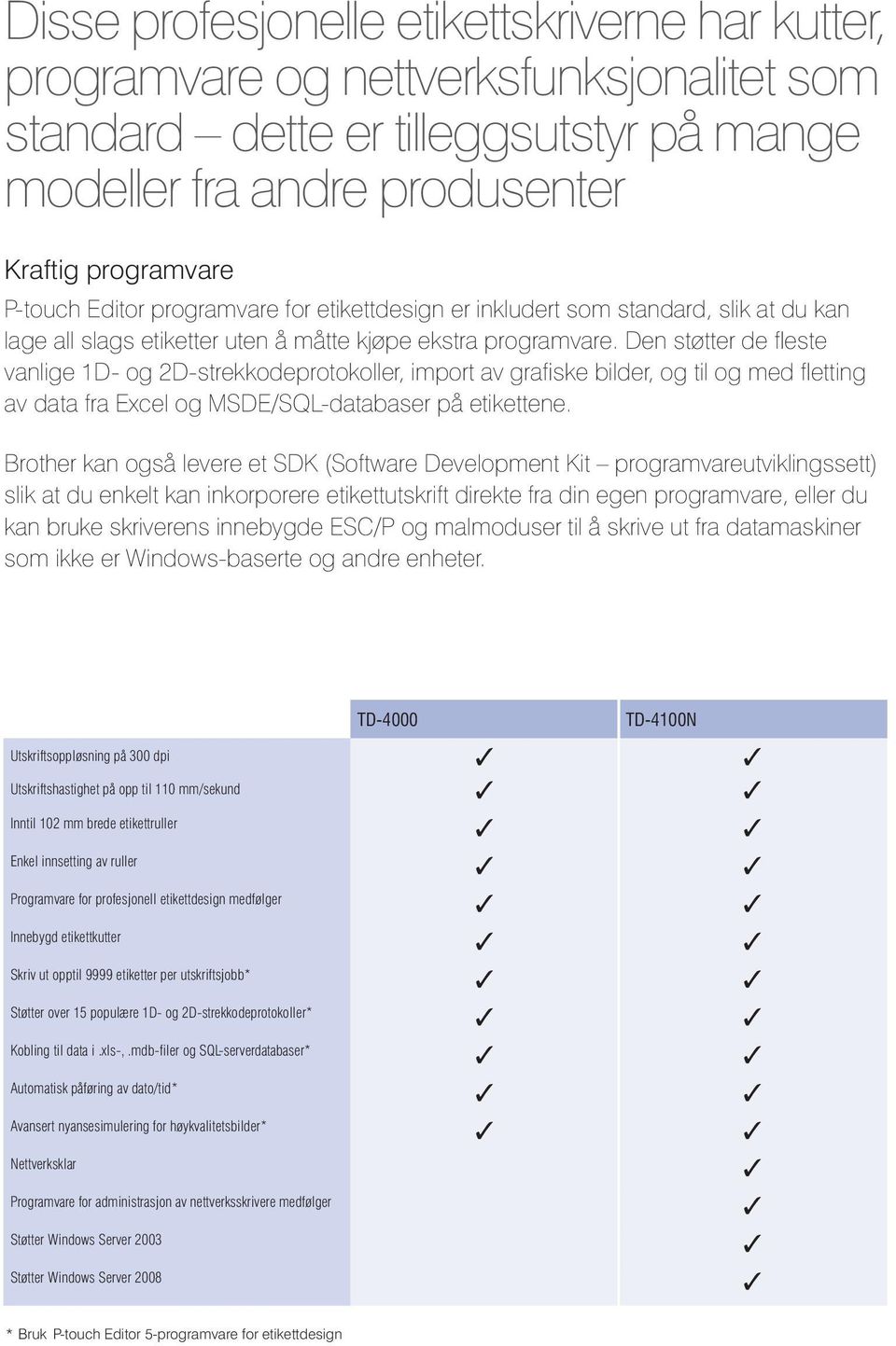 Den støtter de fleste vanlige 1D- og 2D-strekkodeprotokoller, import av grafiske bilder, og til og med fletting av data fra Excel og MSDE/SQL-databaser på etikettene.