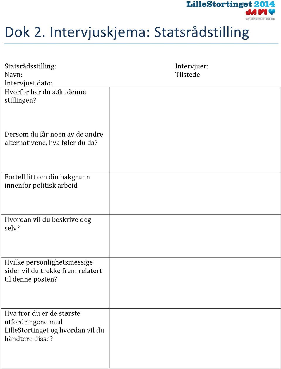 Intervjuer: Tilstede Dersom du får noen av de andre alternativene, hva føler du da?