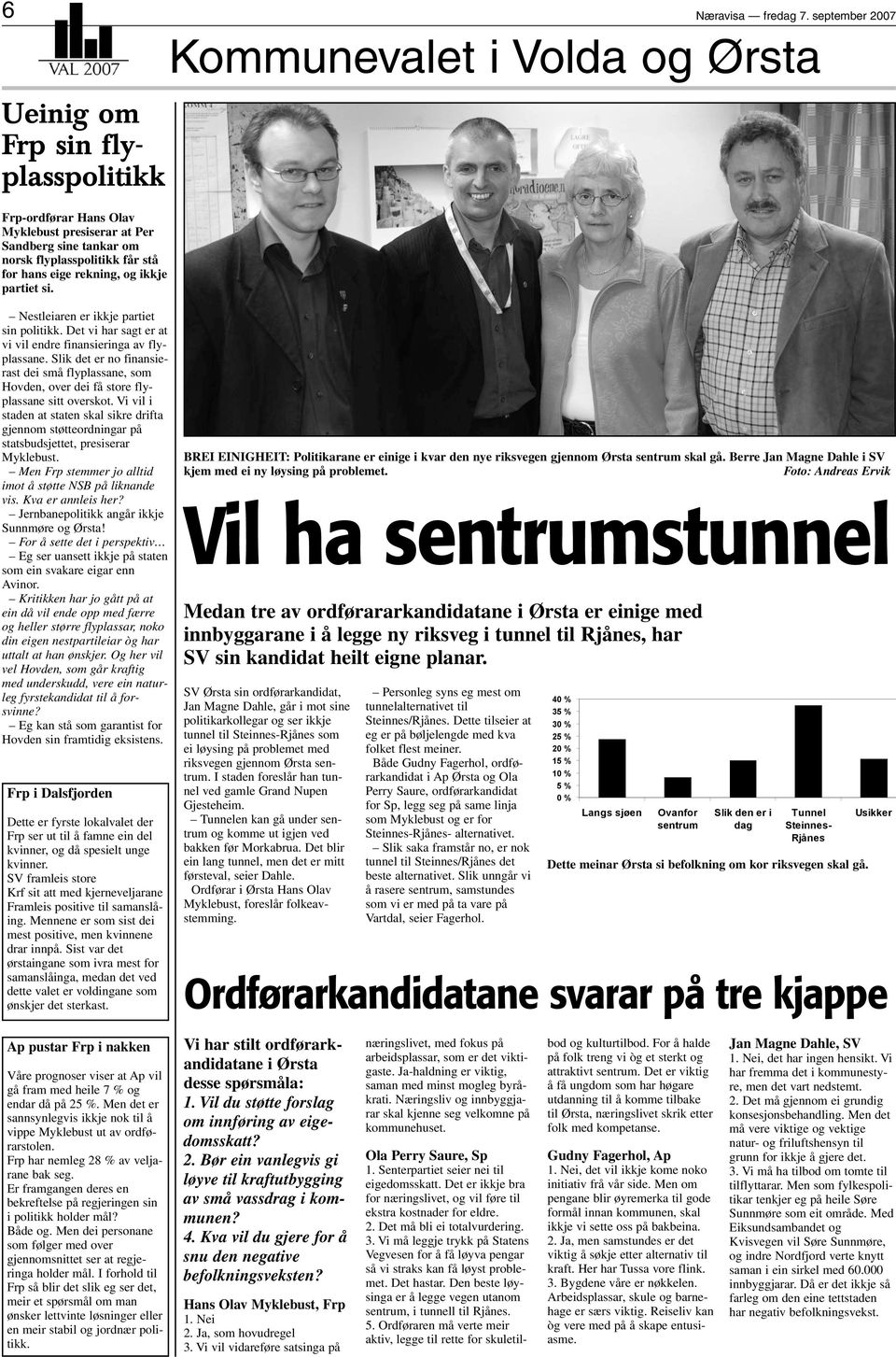 rekning, og ikkje partiet si. Nestleiaren er ikkje partiet sin politikk. Det vi har sagt er at vi vil endre finansieringa av flyplassane.