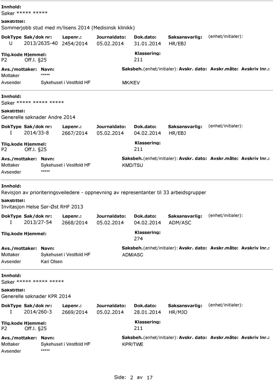 2014 211 KMD/TSU nnhold: Revisjon av prioriteringsveiledere - oppnevning av representanter til 33 arbeidsgrupper nvitasjon Helse