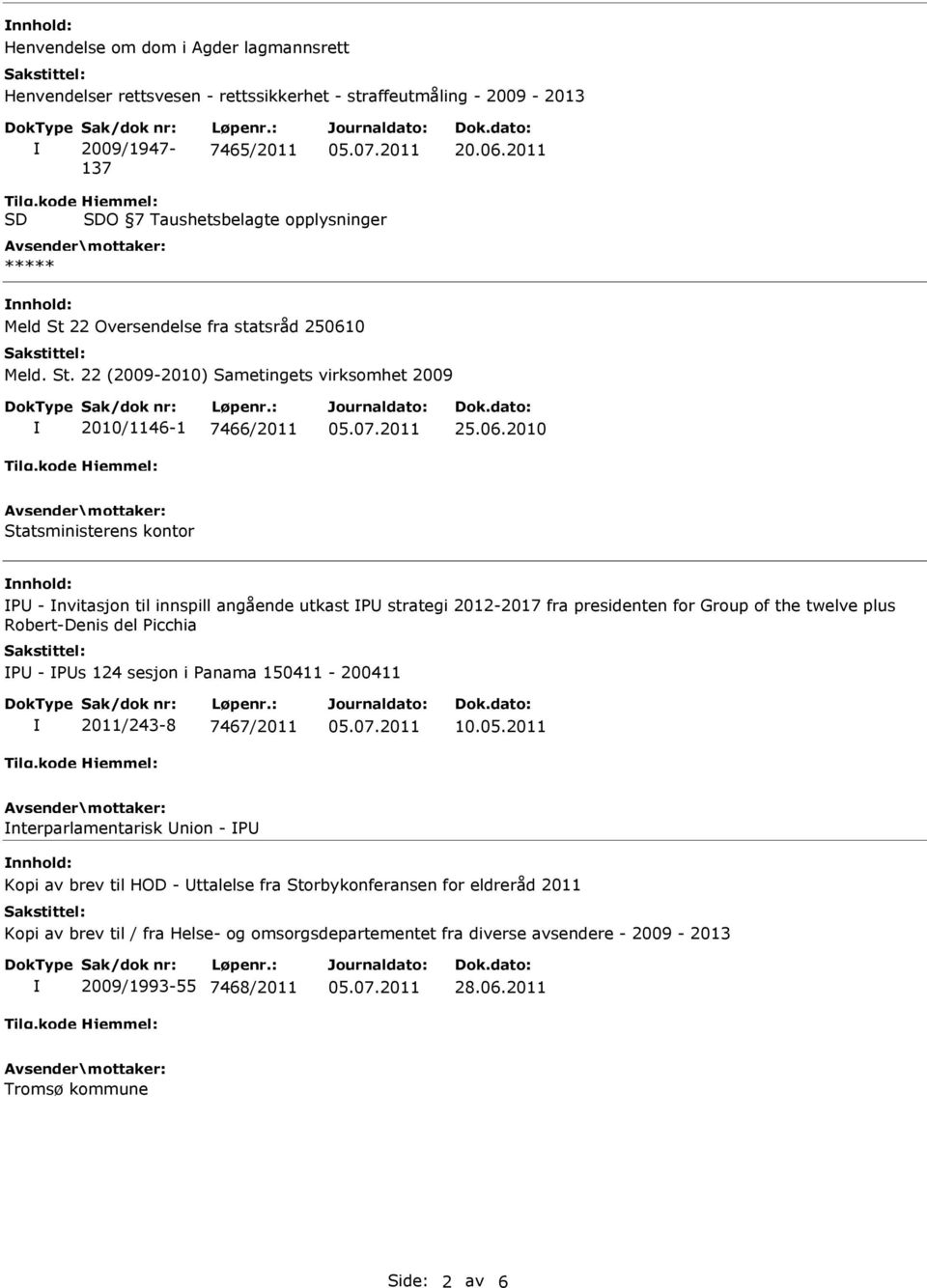 0 Meld. St. 22 (2009-2010) Sametingets virksomhet 2009 2010/1146-1 7466/2011 25.06.