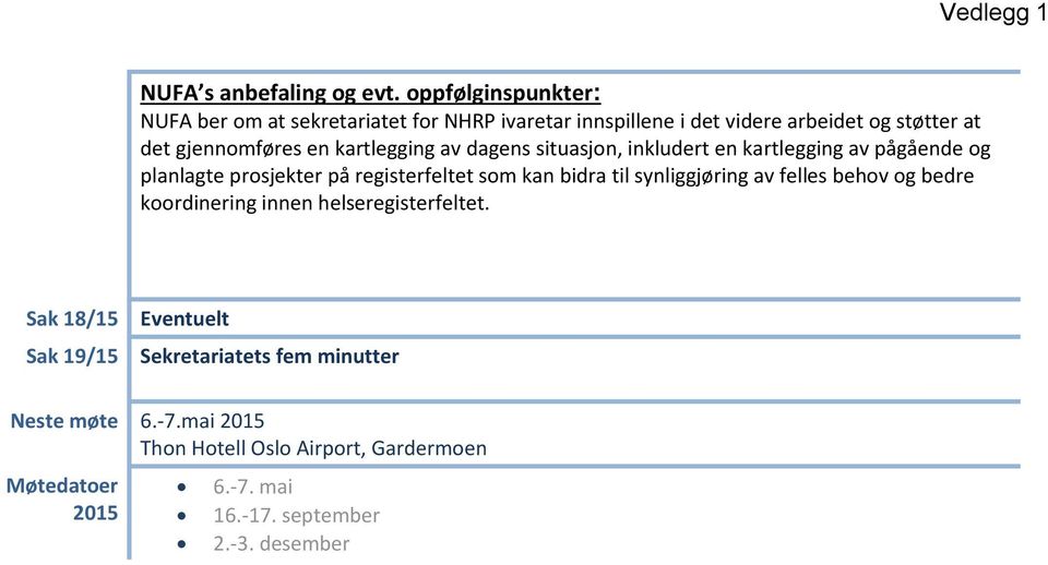 kartlegging av dagens situasjon, inkludert en kartlegging av pågående og planlagte prosjekter på registerfeltet som kan bidra til