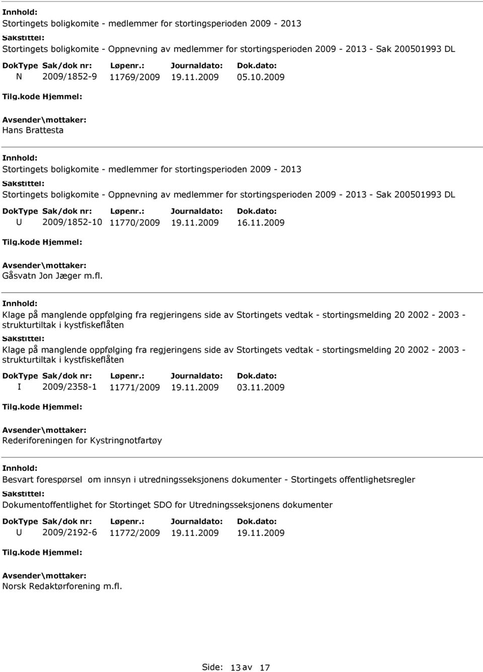 2009/1852-10 11770/2009 16.11.2009 Gåsvatn Jon Jæger m.fl.